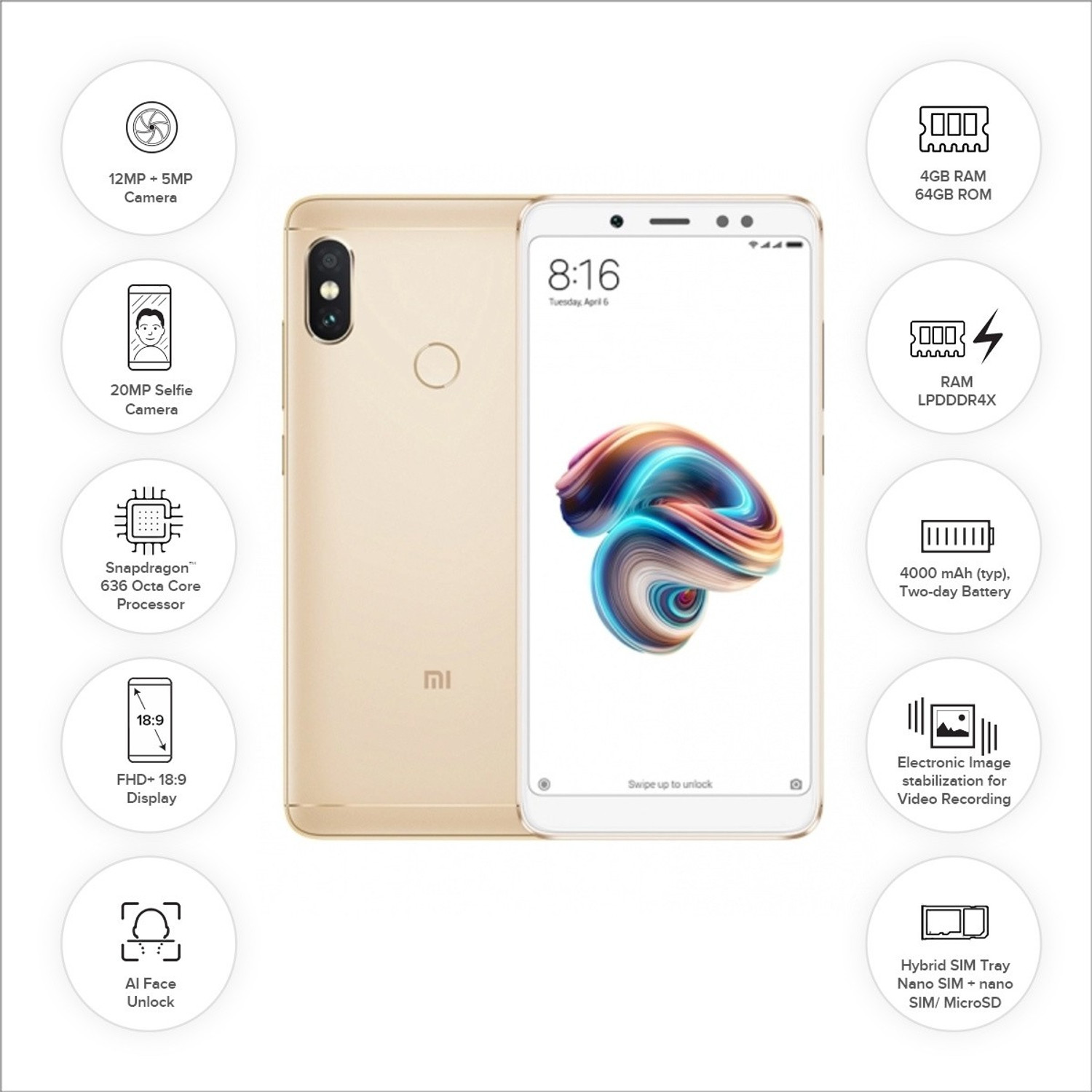 Image of Redmi Note 5 Pro (Gold, 64 GB)
