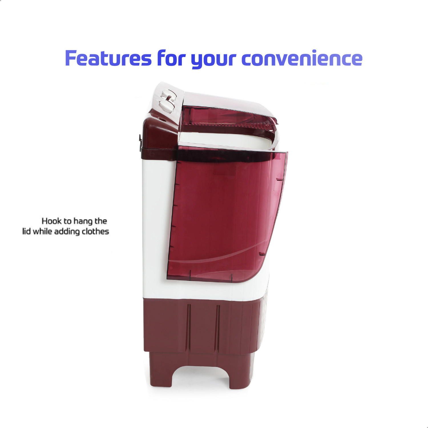 Image of MarQ by Flipkart 6.2 kg Semi Automatic Top Load Washing Machine Maroon