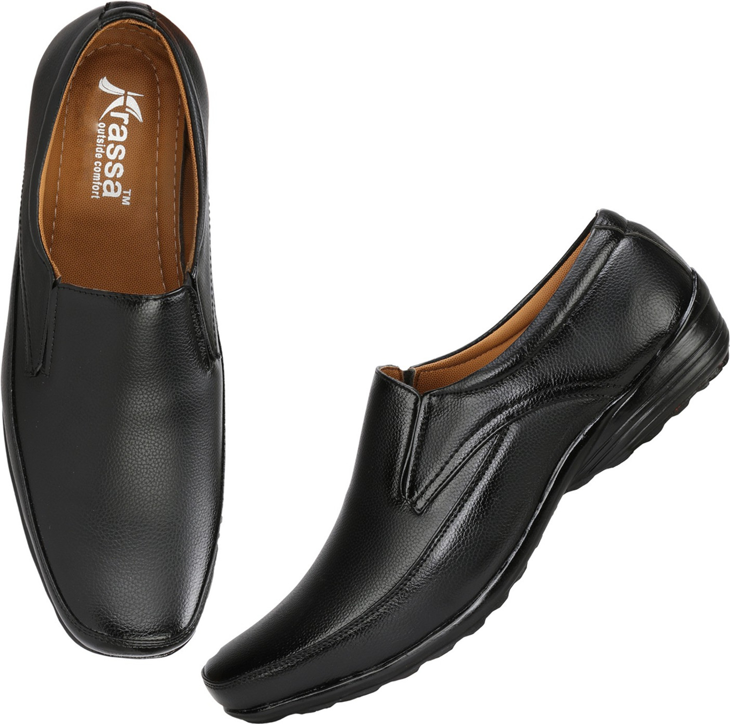 Image of Kraasa Men Synthetic Leather Office Black Formal Shoes Corporate Casuals For Men