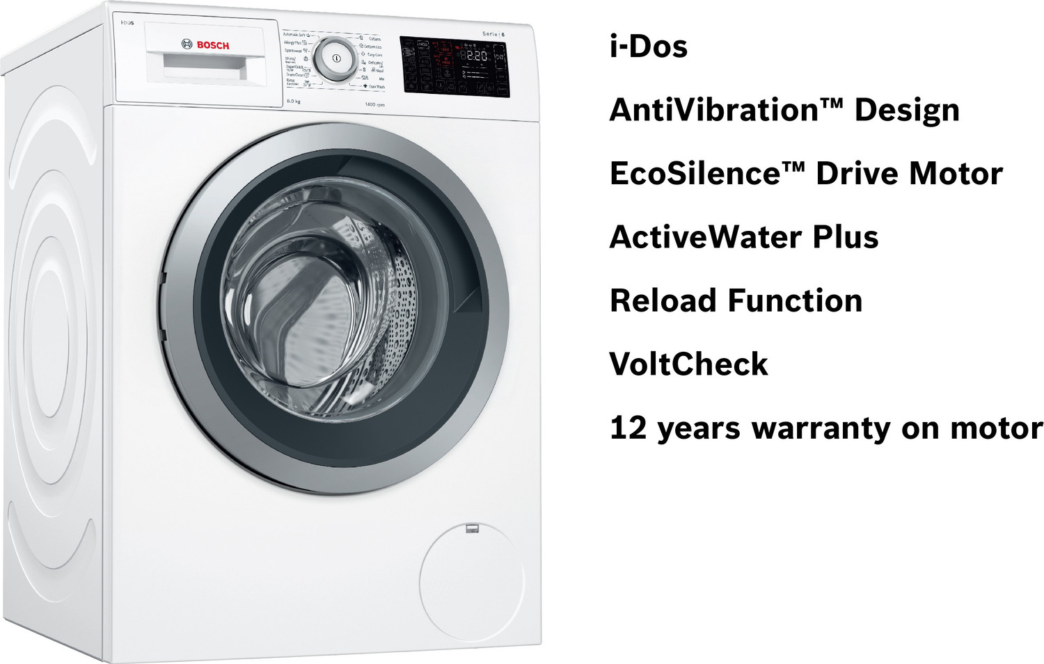 Image of BOSCH 8 kg Inverter1400RPM Fully Automatic Front Load Washing Machine White