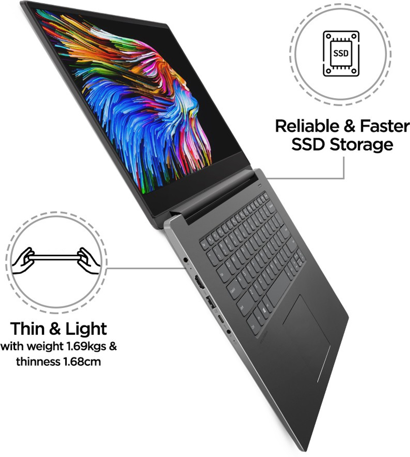 Image of Lenovo Ideapad 530s Intel Core i5 8th Gen 8250U - (8 GB /512 GB SSD /Windows 10 Home /2 GB Graphics) 530S-15IKB Thin and Light Laptop