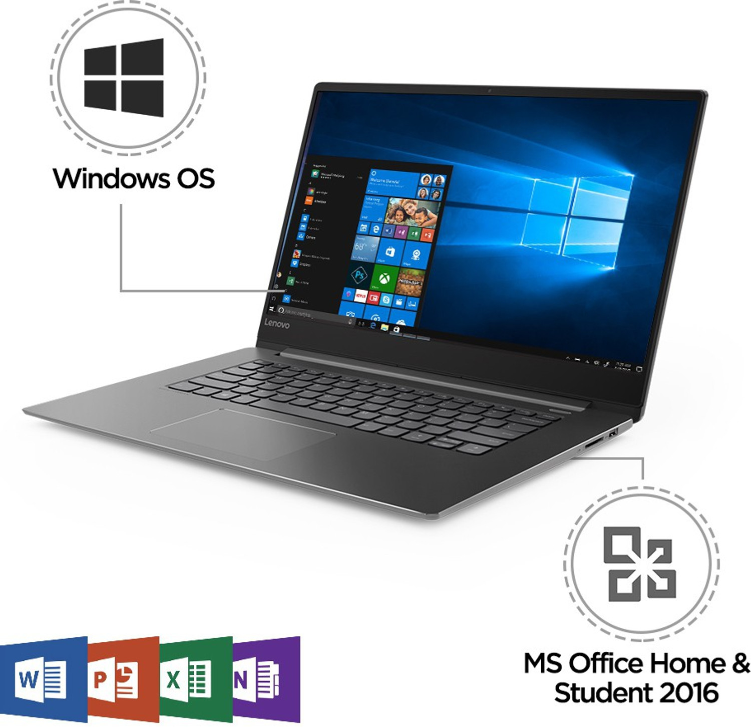Image of Lenovo Ideapad 530s Intel Core i5 8th Gen 8250U - (8 GB /512 GB SSD /Windows 10 Home /2 GB Graphics) 530S-15IKB Thin and Light Laptop