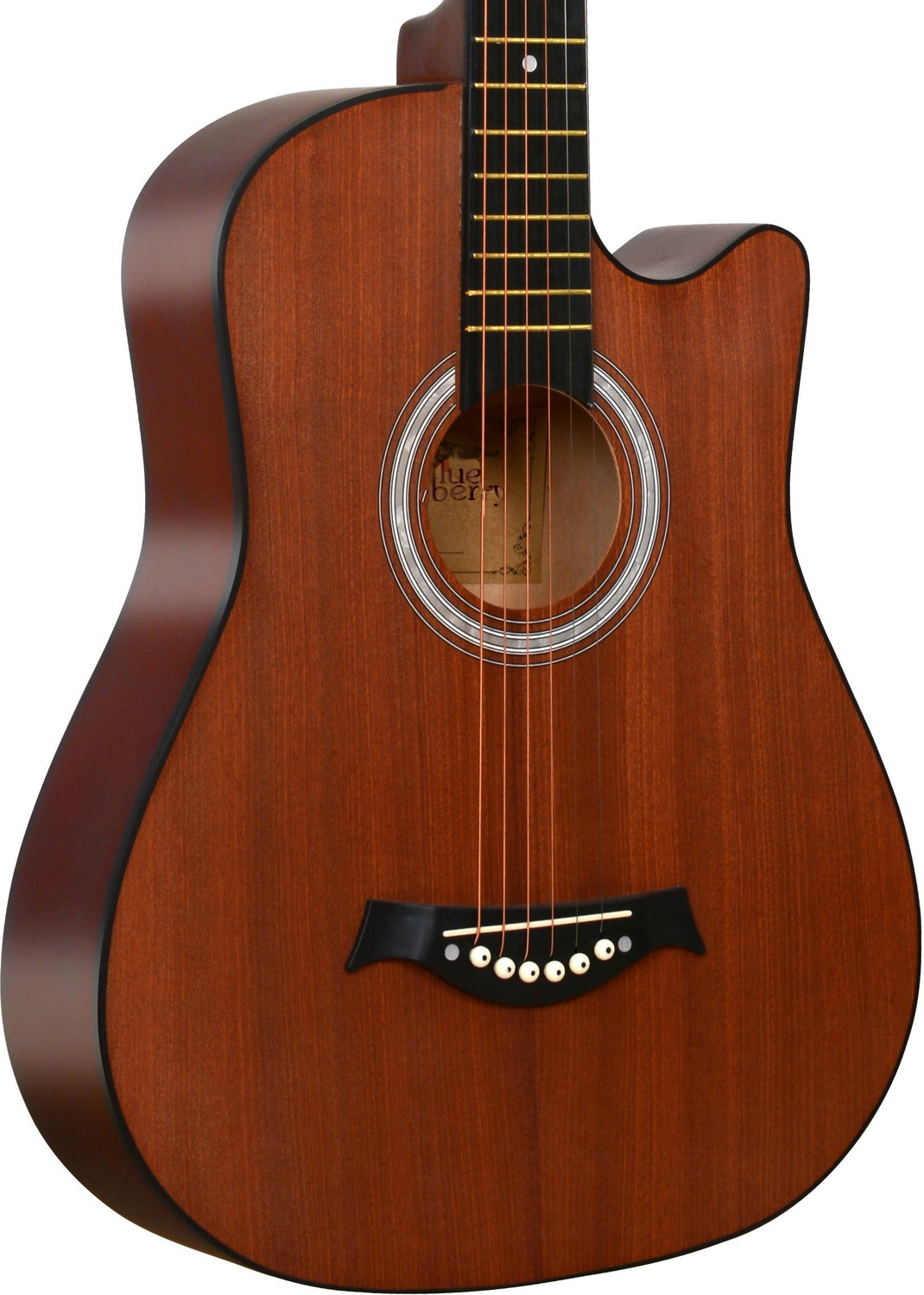 Image of BLUEBERRY B-D38S 38Inch Inbuilt TrussRod Acoustic Guitar Linden Wood, Sapele Mahogany Laminate Plastic Right Hand Orientation