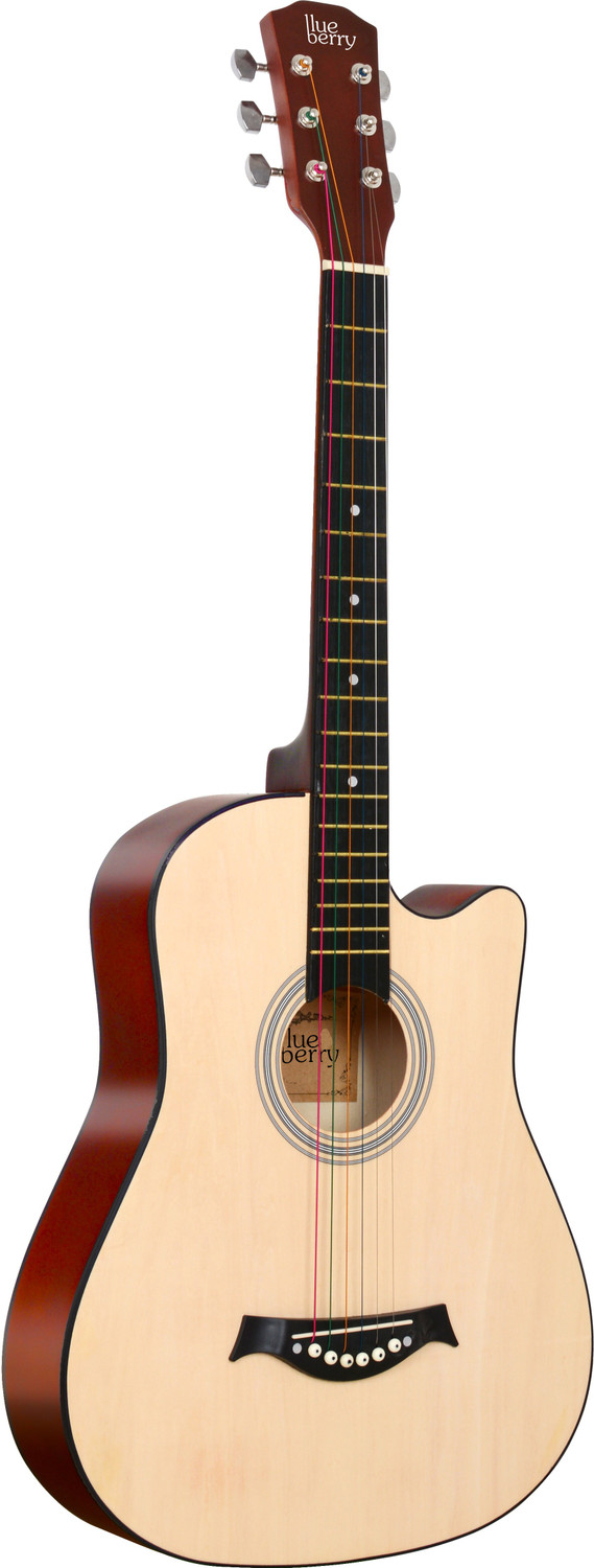 Image of BLUEBERRY B-D38-Natural, 38 inch Inbuilt TrussRod Acoustic Guitar Linden Wood Plastic Right Hand Orientation