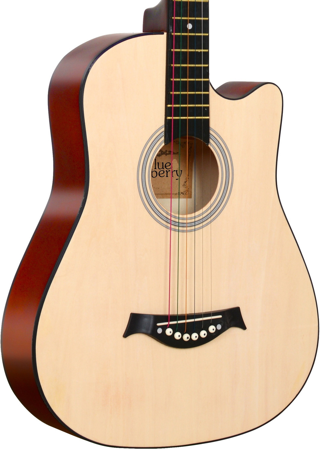 Image of BLUEBERRY B-D38-Natural, 38 inch Inbuilt TrussRod Acoustic Guitar Linden Wood Plastic Right Hand Orientation