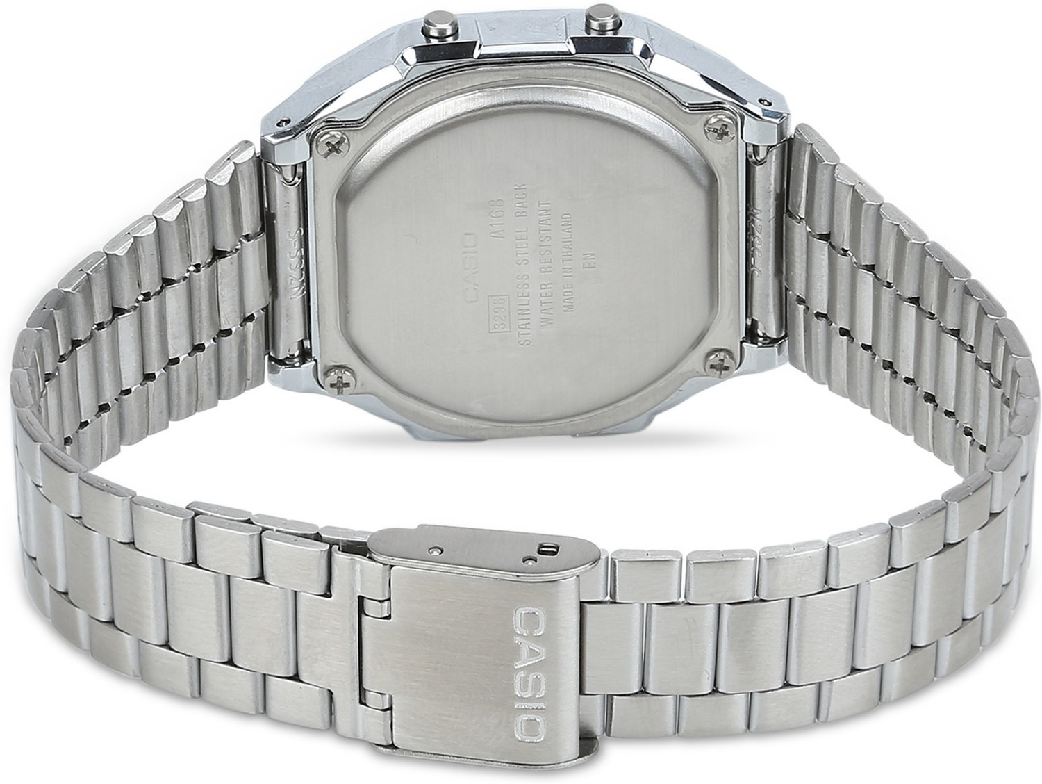 Image of CASIO Vintage A168WA-1WDF Black Dial Silver Stainless Steel Band Digital Watch - For Men & Women