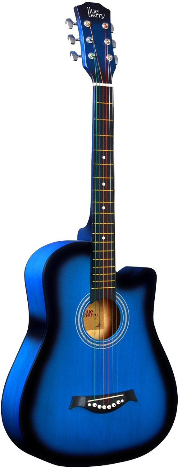 Image of BLUEBERRY B-D38-Blue, 38Inch Inbuilt TrussRod Acoustic Guitar Linden Wood Plastic Right Hand Orientation