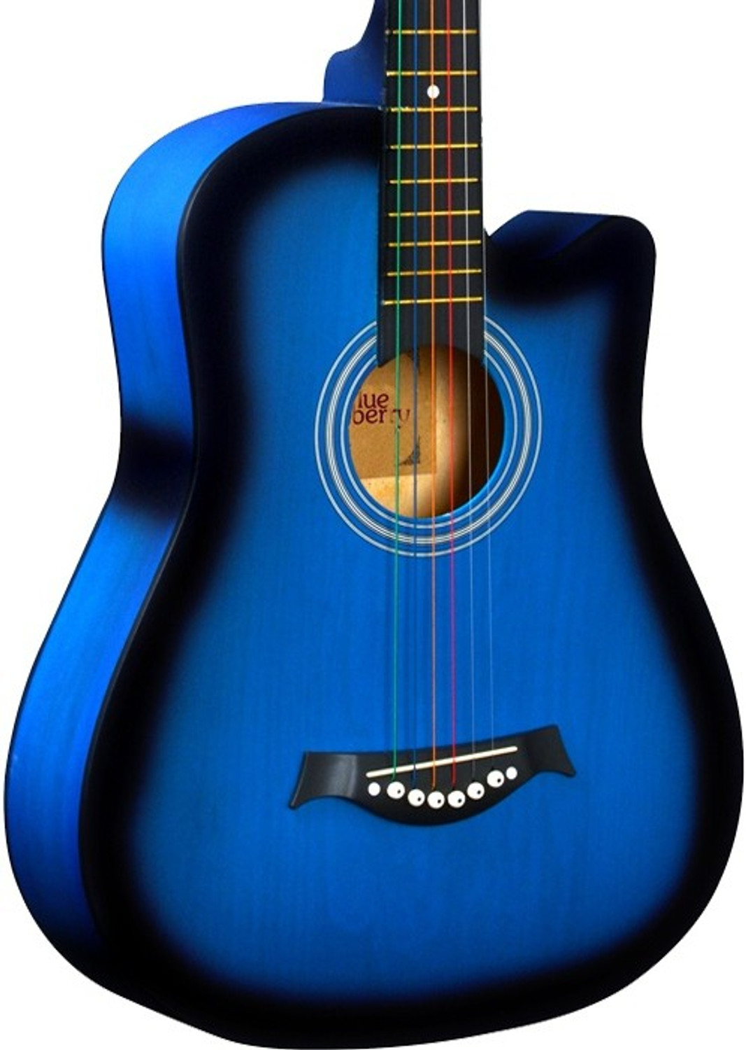 Image of BLUEBERRY B-D38-Blue, 38Inch Inbuilt TrussRod Acoustic Guitar Linden Wood Plastic Right Hand Orientation