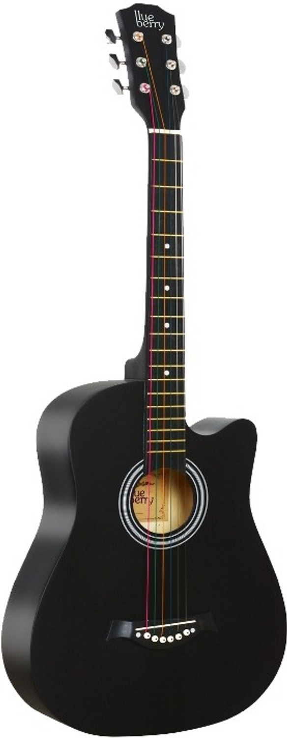 Image of BLUEBERRY B-D38-Black, 38 inch Inbuilt TrussRod Acoustic Guitar Linden Wood Plastic Right Hand Orientation