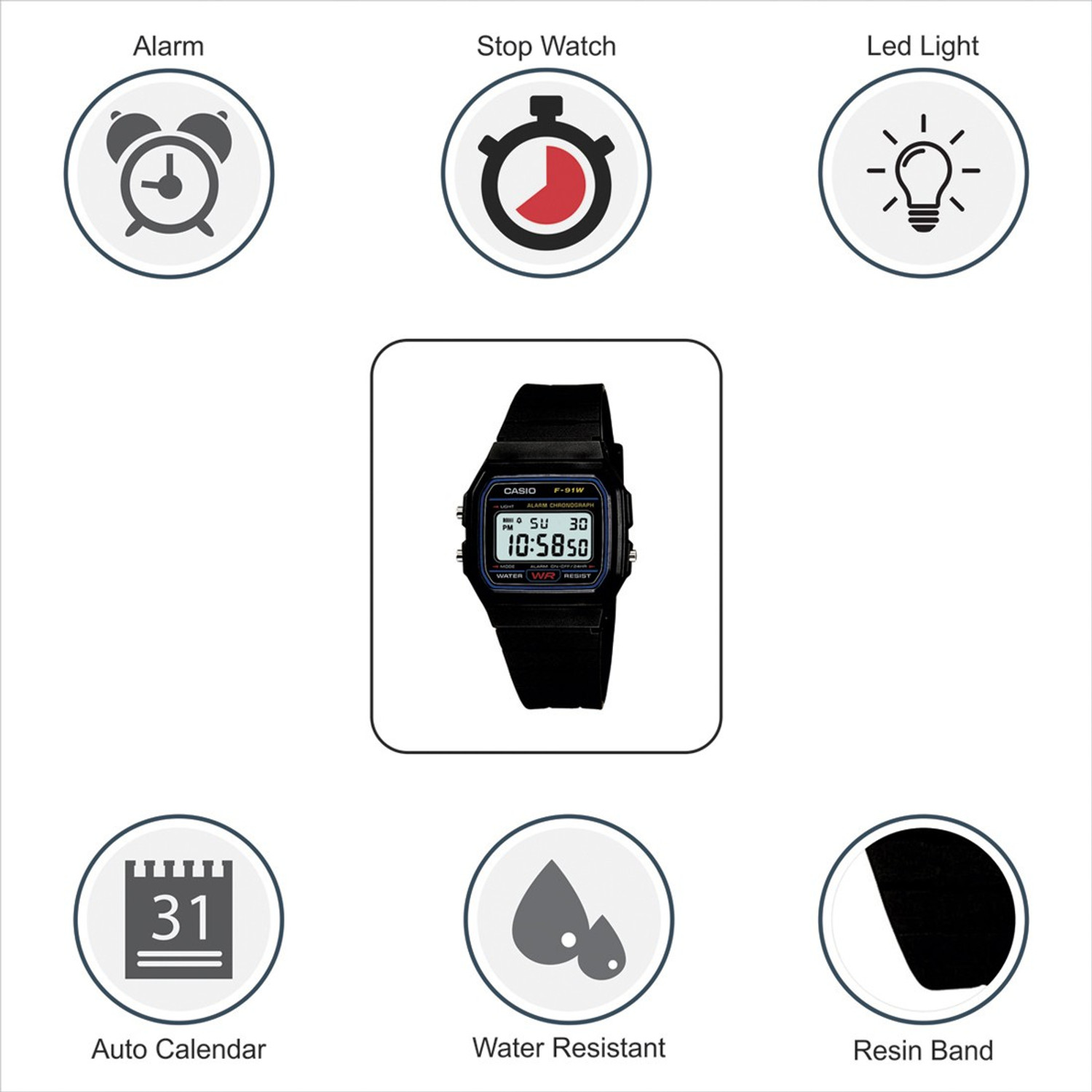 Image of CASIO F-91W-1DG Youth ( F-91W-1Q ) Digital Watch - For Men