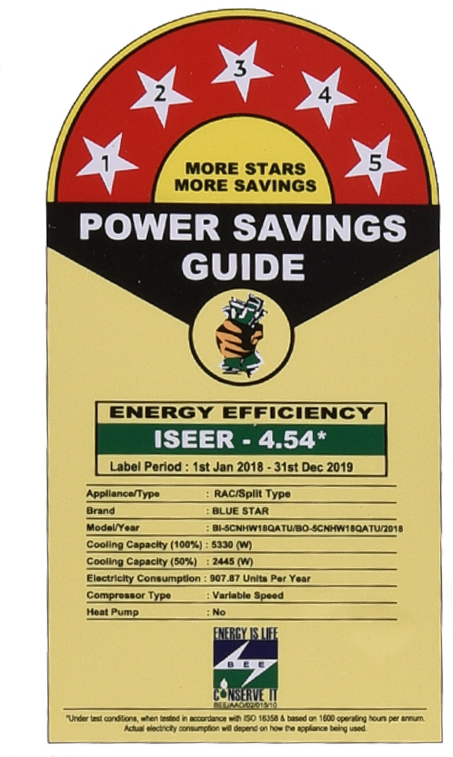 Image of Blue Star 1.5 Ton 5 Star Split Inverter AC - White, Brown (BI-5CNHW18QATU /BO-5CNHW18QATU, Copper Condenser)