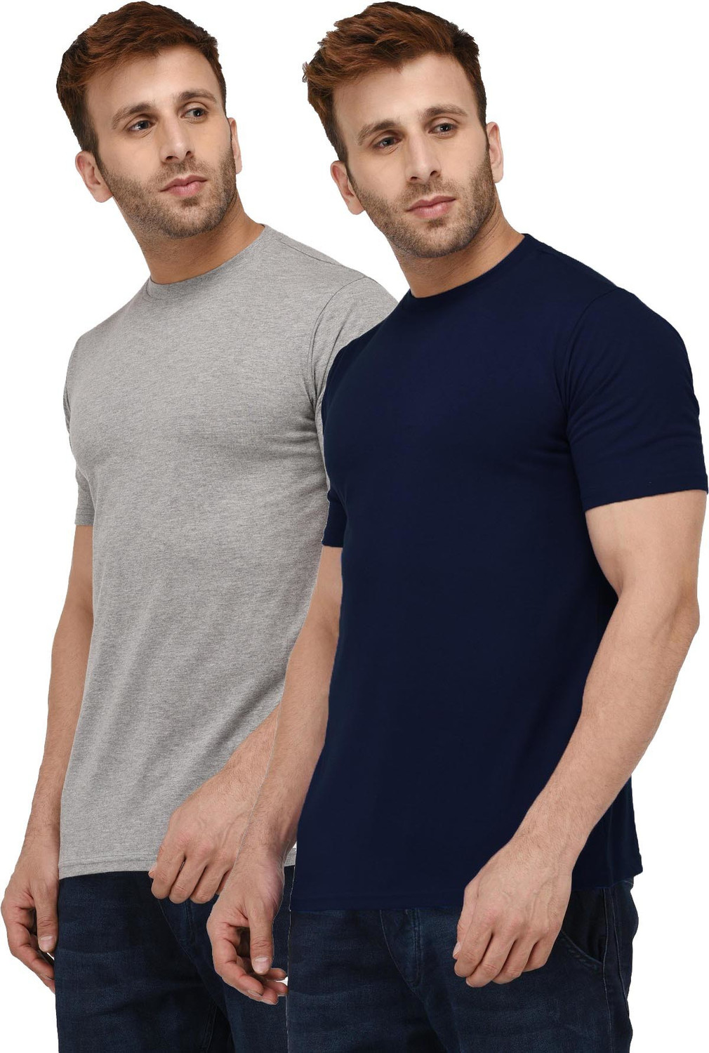 London Hills Men Dark Blue Grey Round Neck T-Shirt – ₹344