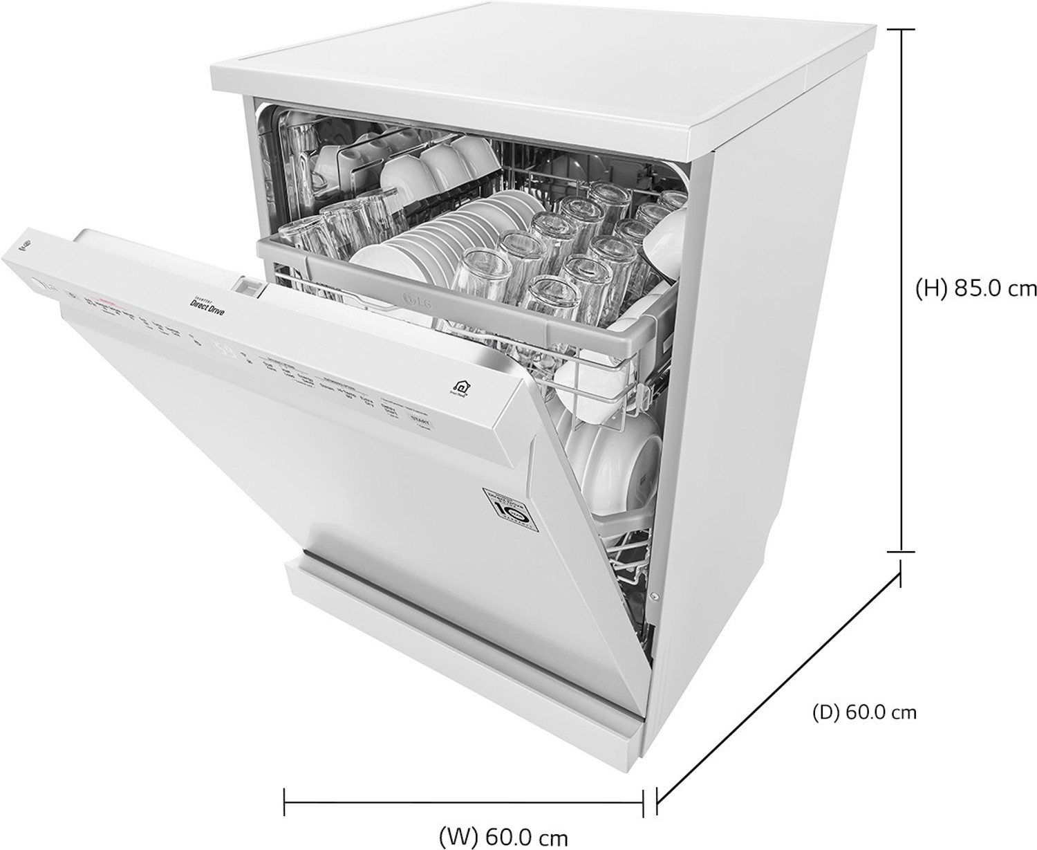 Image of LG DFB424FW Free Standing 14 Place Settings Intensive Kadhai Cleaning| No Pre-rinse Required Dishwasher