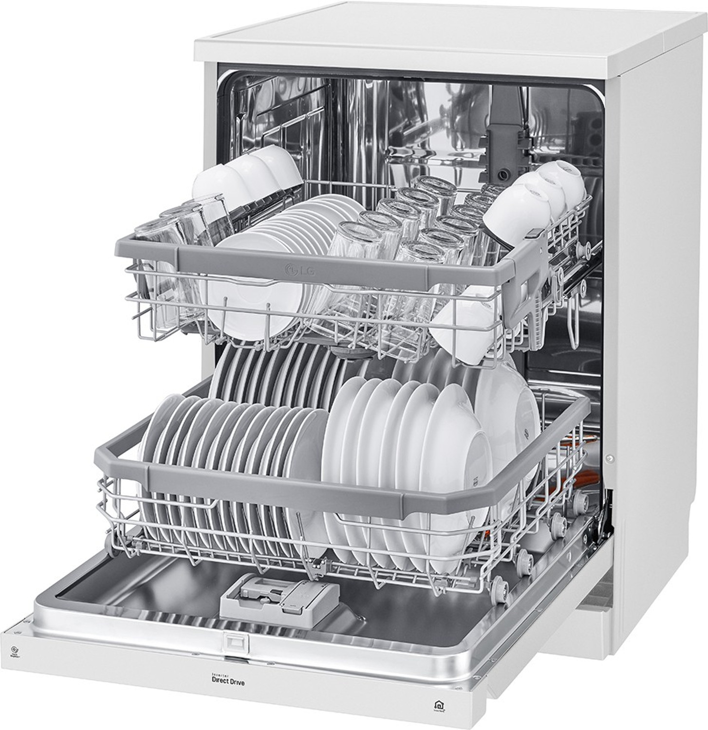 Image of LG DFB424FW Free Standing 14 Place Settings Intensive Kadhai Cleaning| No Pre-rinse Required Dishwasher