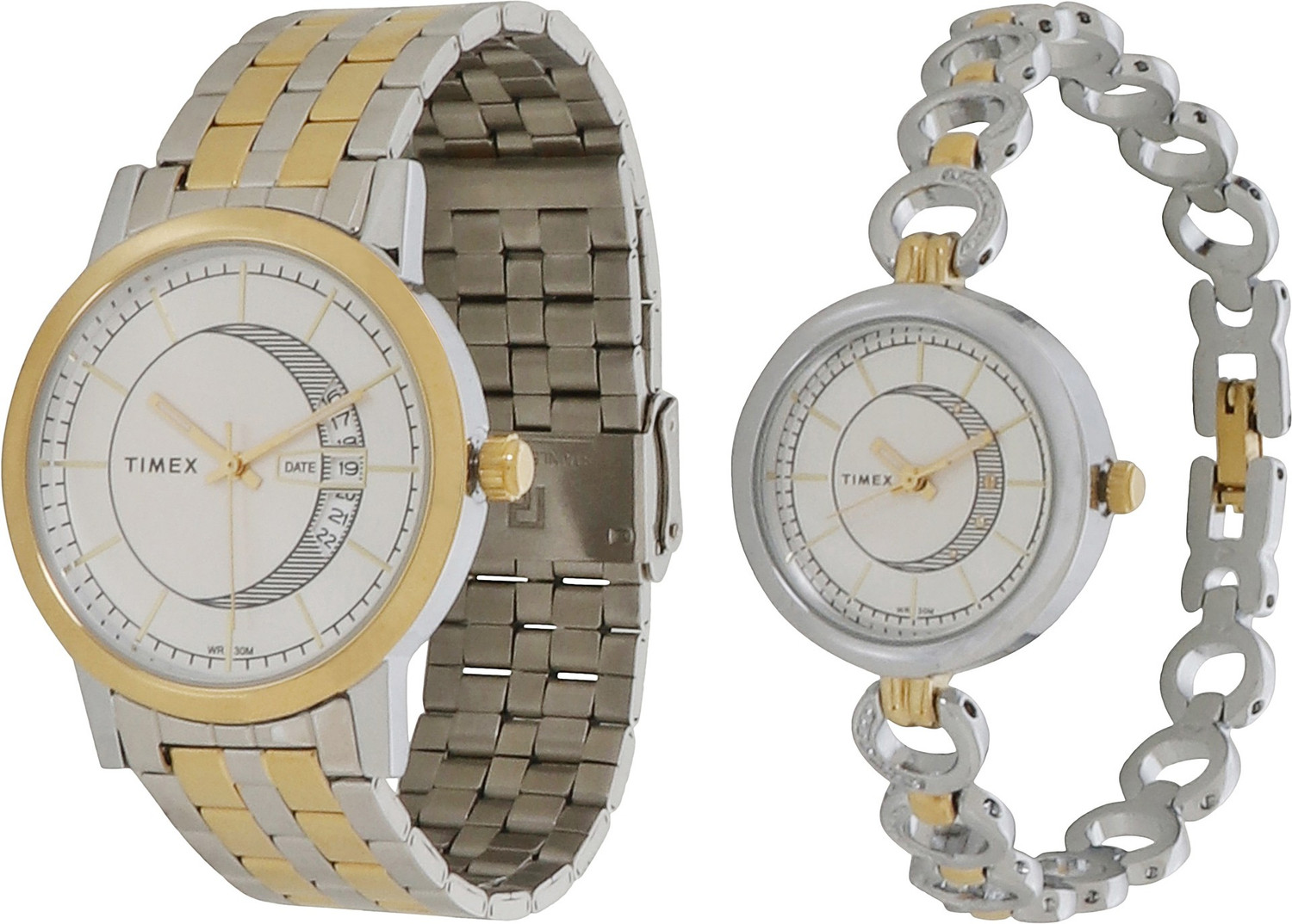 Image of TIMEX Round 39mm Silver Dial Analog Watch - For Couple