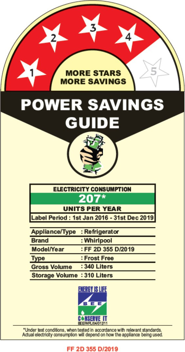 Image of Whirlpool 340 L Frost Free Double Door 4 Star Convertible Refrigerator