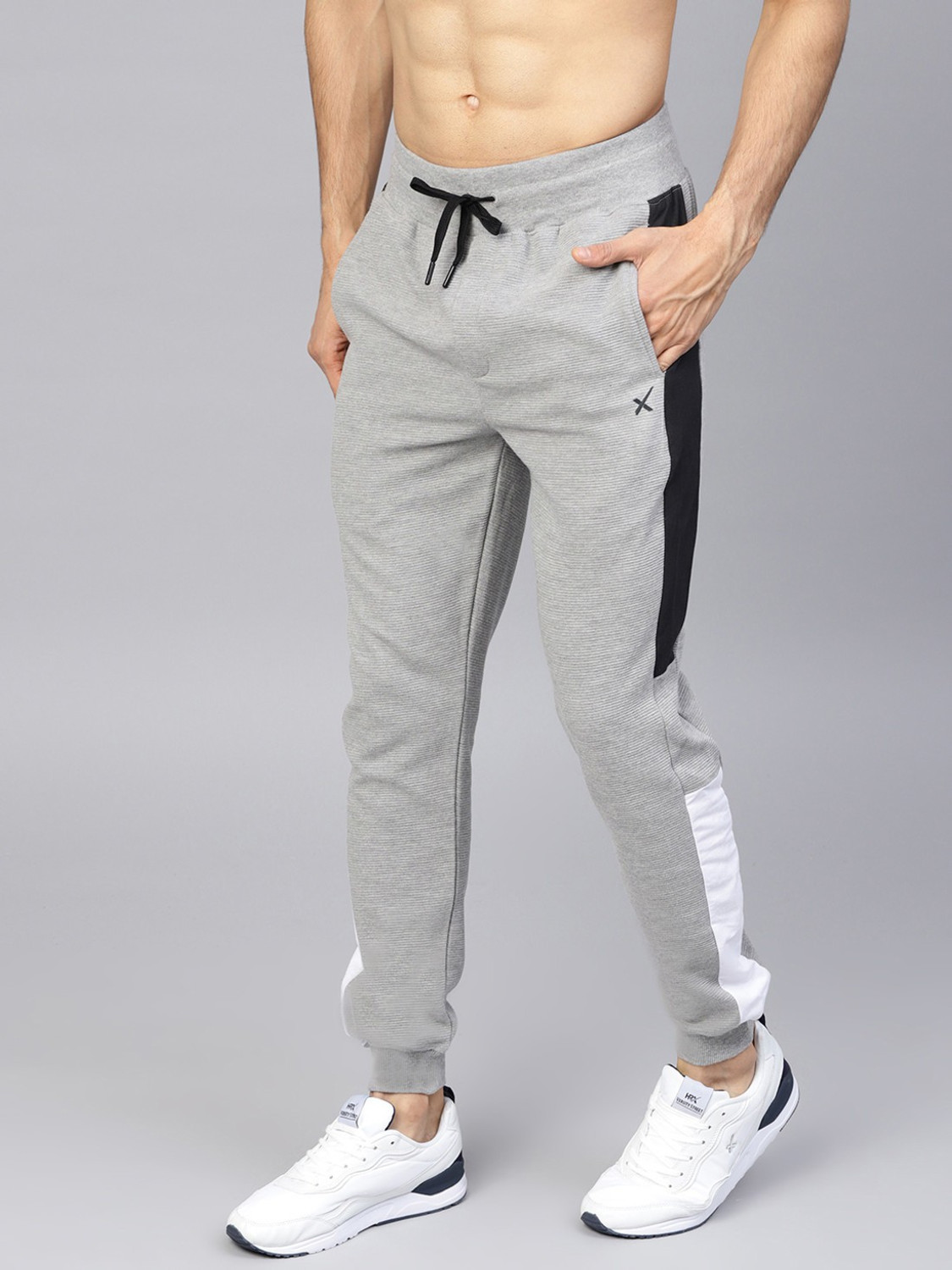 Image of HRX by Hrithik Roshan Solid Men Grey Track Pants