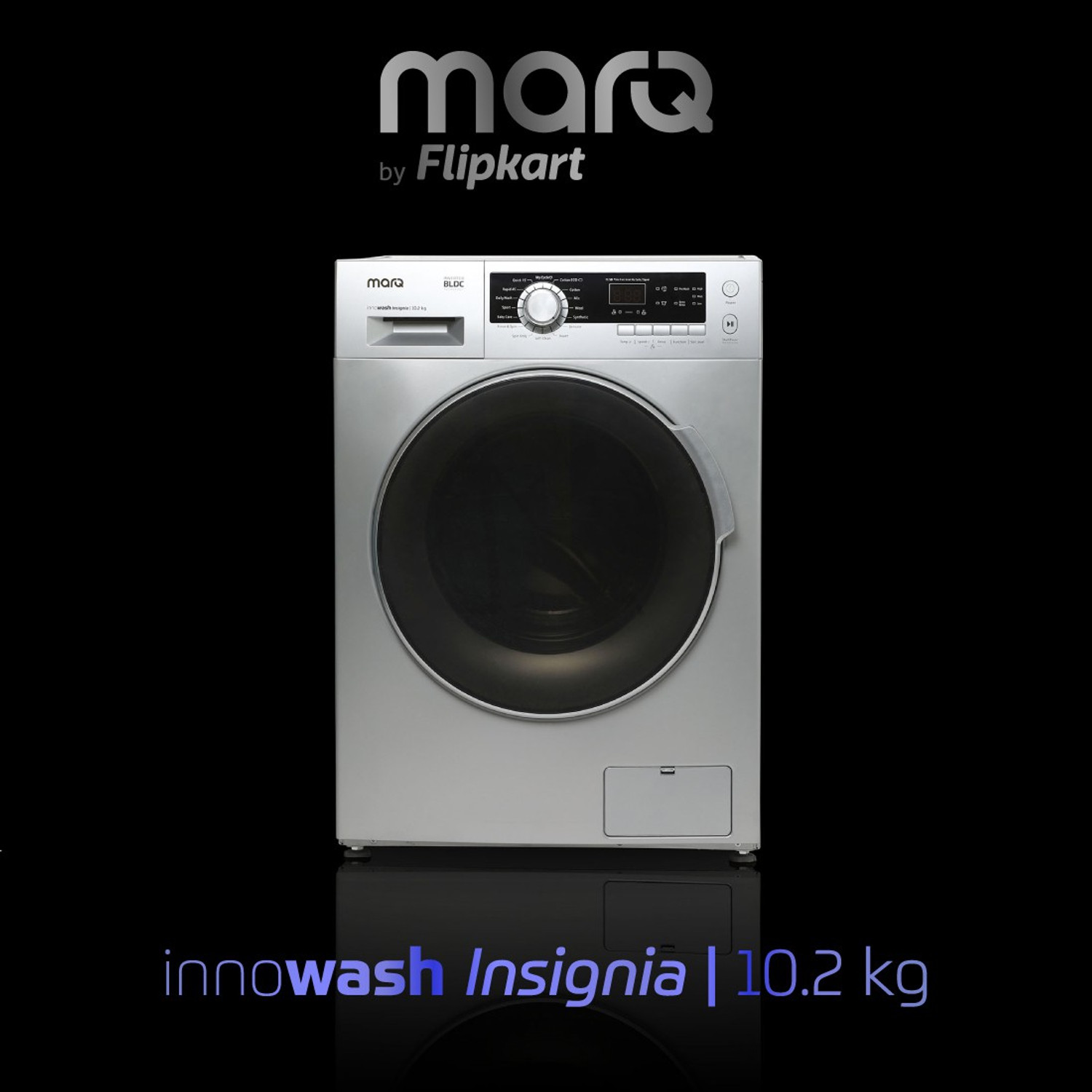 Image of MarQ by Flipkart 10.2 kg Garment Sterilization Fully Automatic Front Load Washing Machine with In-built Heater Silver