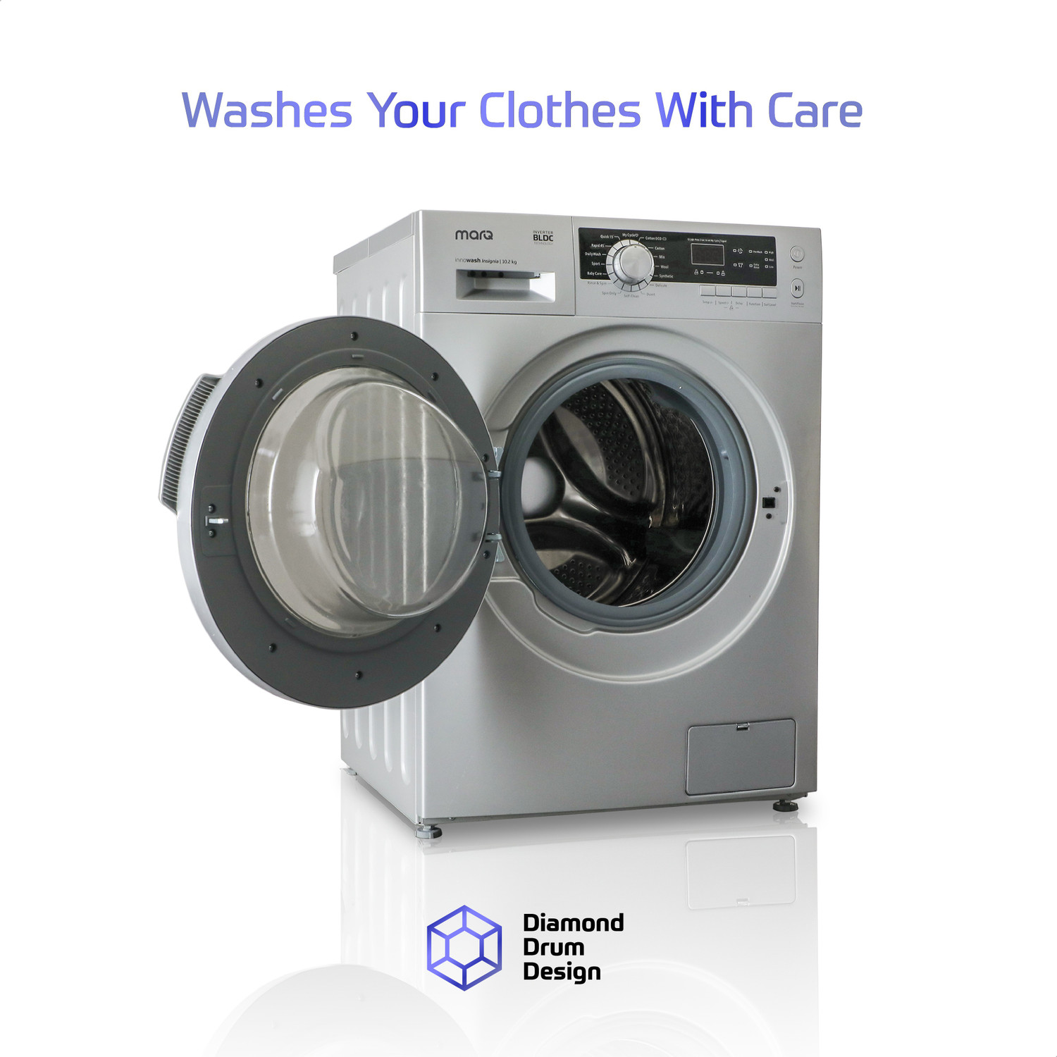 Image of MarQ by Flipkart 10.2 kg Garment Sterilization Fully Automatic Front Load Washing Machine with In-built Heater Silver