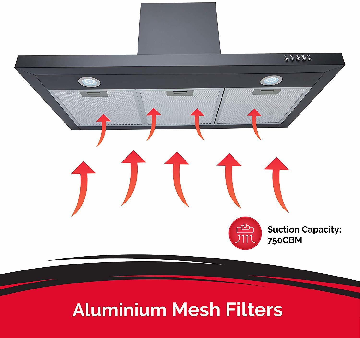 Image of Hafele Nebel Nero 90 Wall Mounted Black 750 CMH Chimney