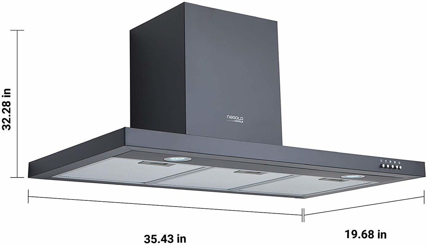 Image of Hafele Nebel Nero 90 Wall Mounted Black 750 CMH Chimney