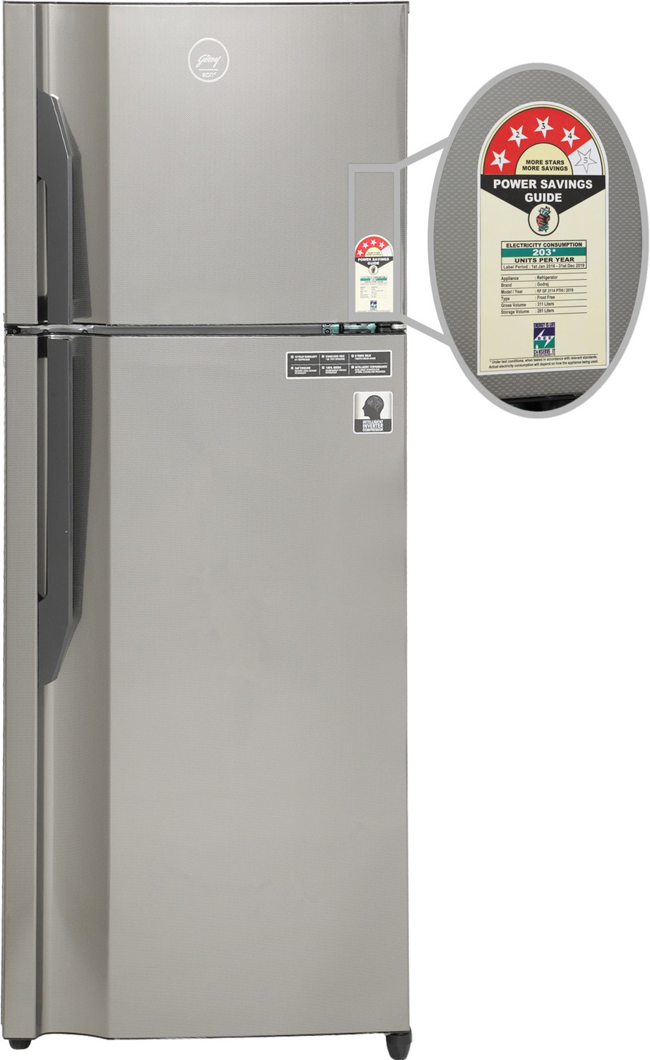Image of Godrej 311 L Frost Free Double Door 4 Star Refrigerator