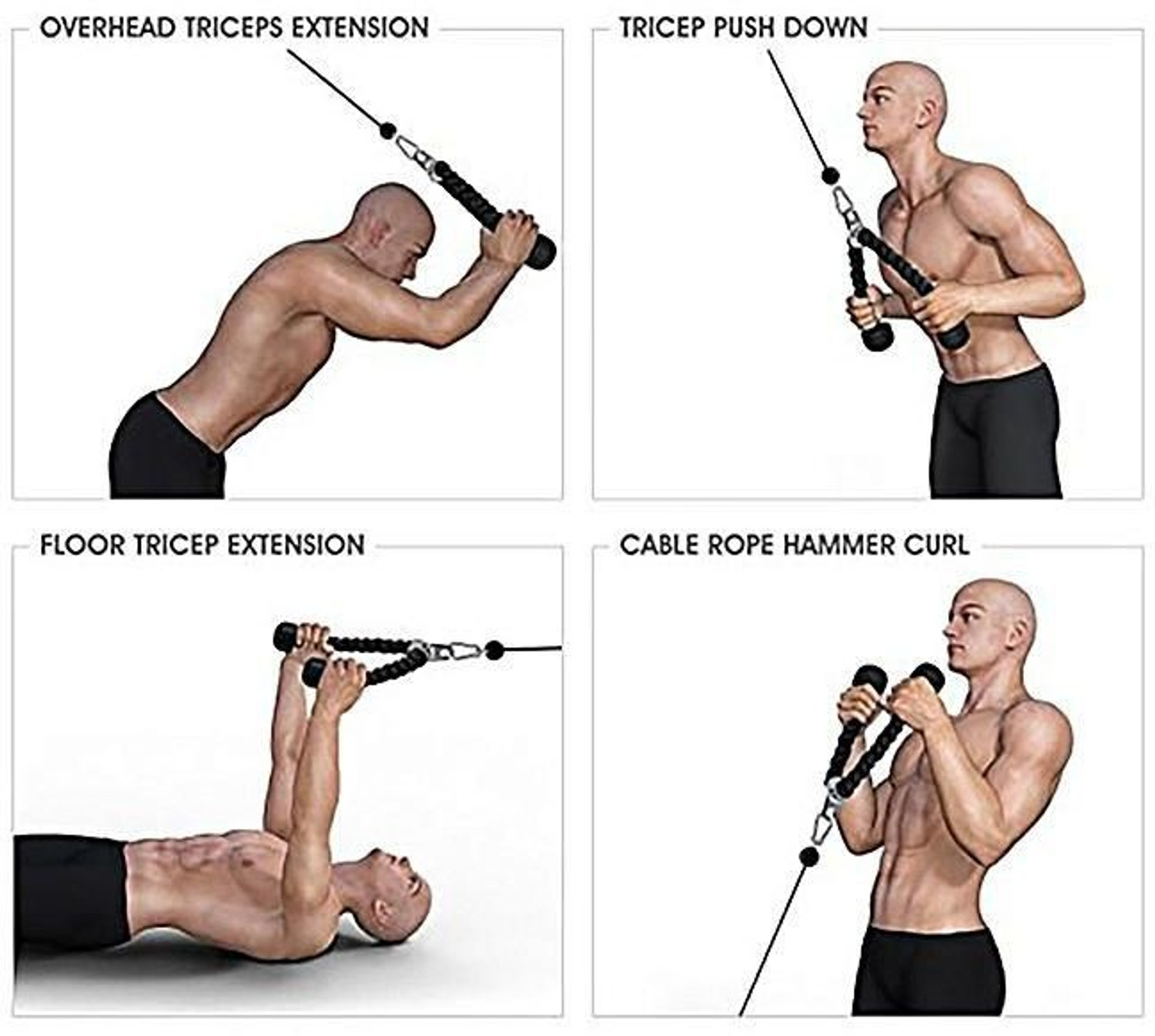 Red Lion Tricep Fitness Rope Triceps Bar (Black) - Price History