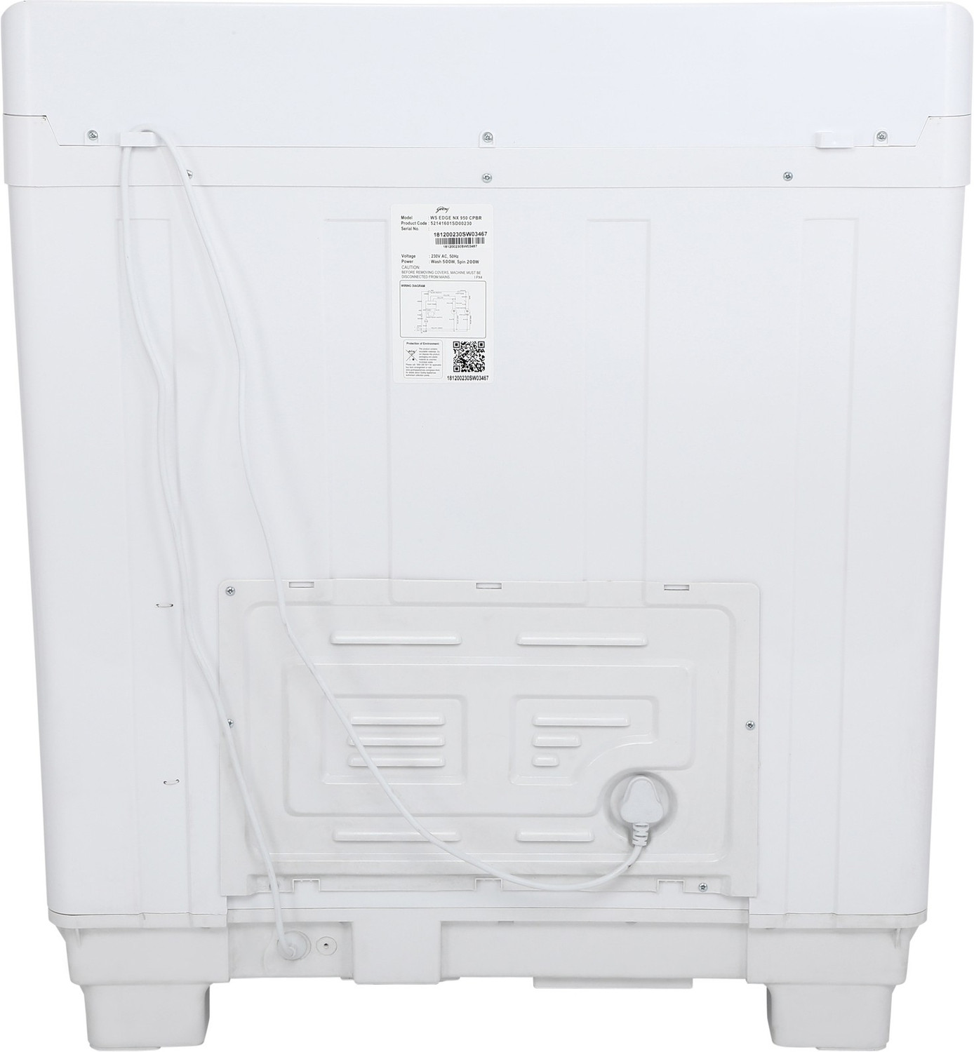 Image of Godrej 9.5 kg Semi Automatic Top Load Washing Machine White, Grey