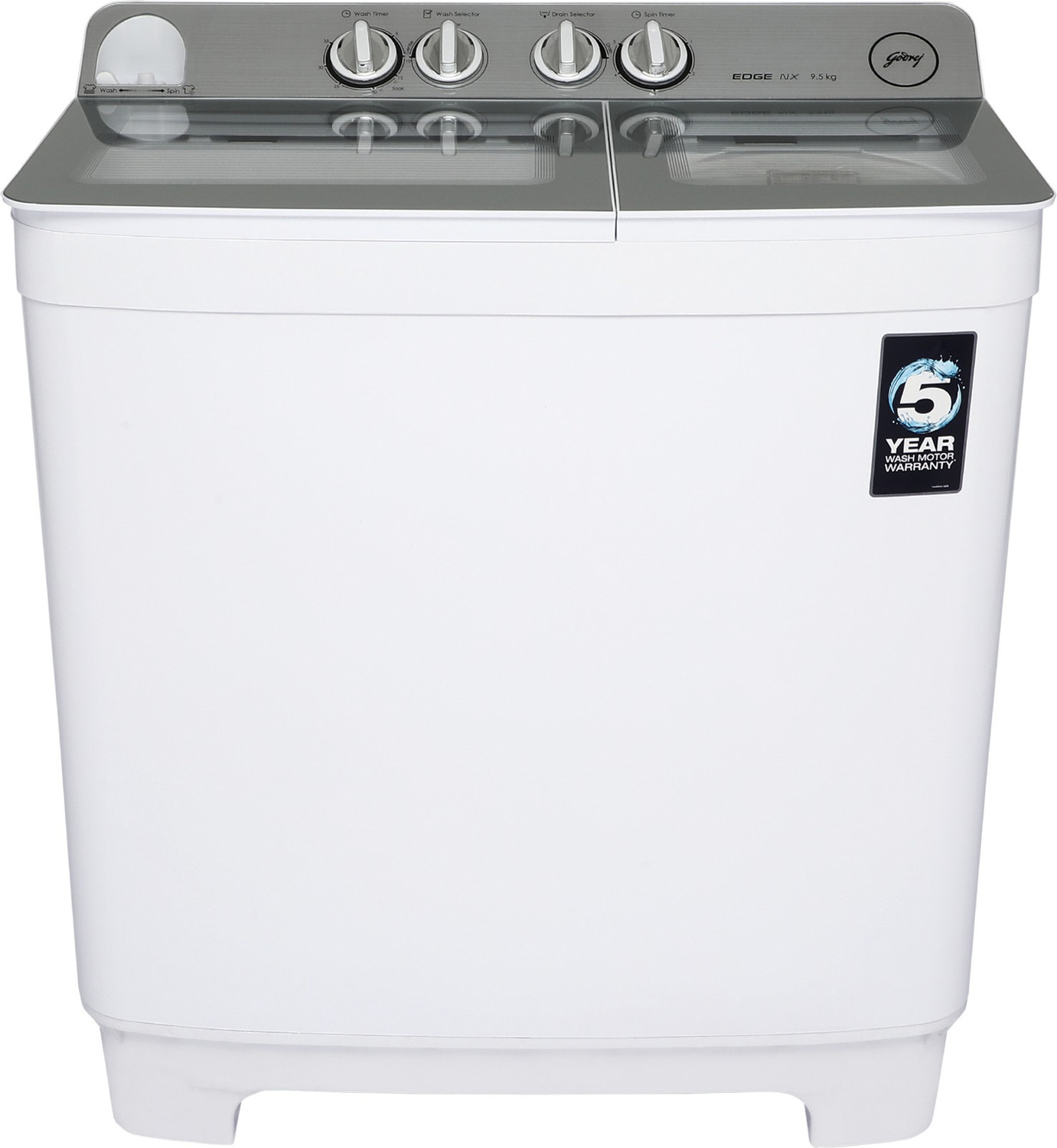 Image of Godrej 9.5 kg Semi Automatic Top Load Washing Machine White, Grey