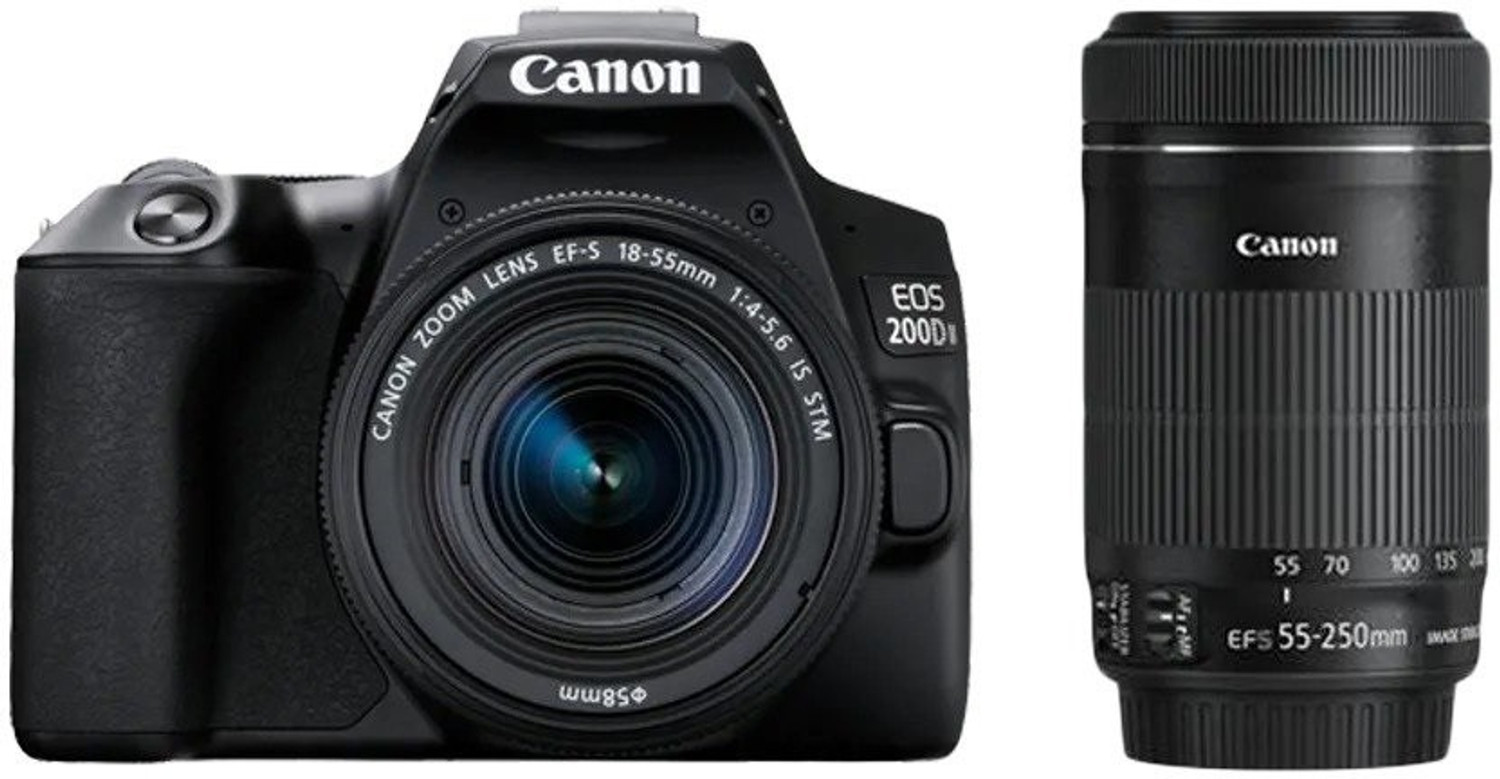 Image of Canon EOS 200D II DSLR Camera EF-S 18 - 55 mm IS STM and 55 - 250 mm IS STM
