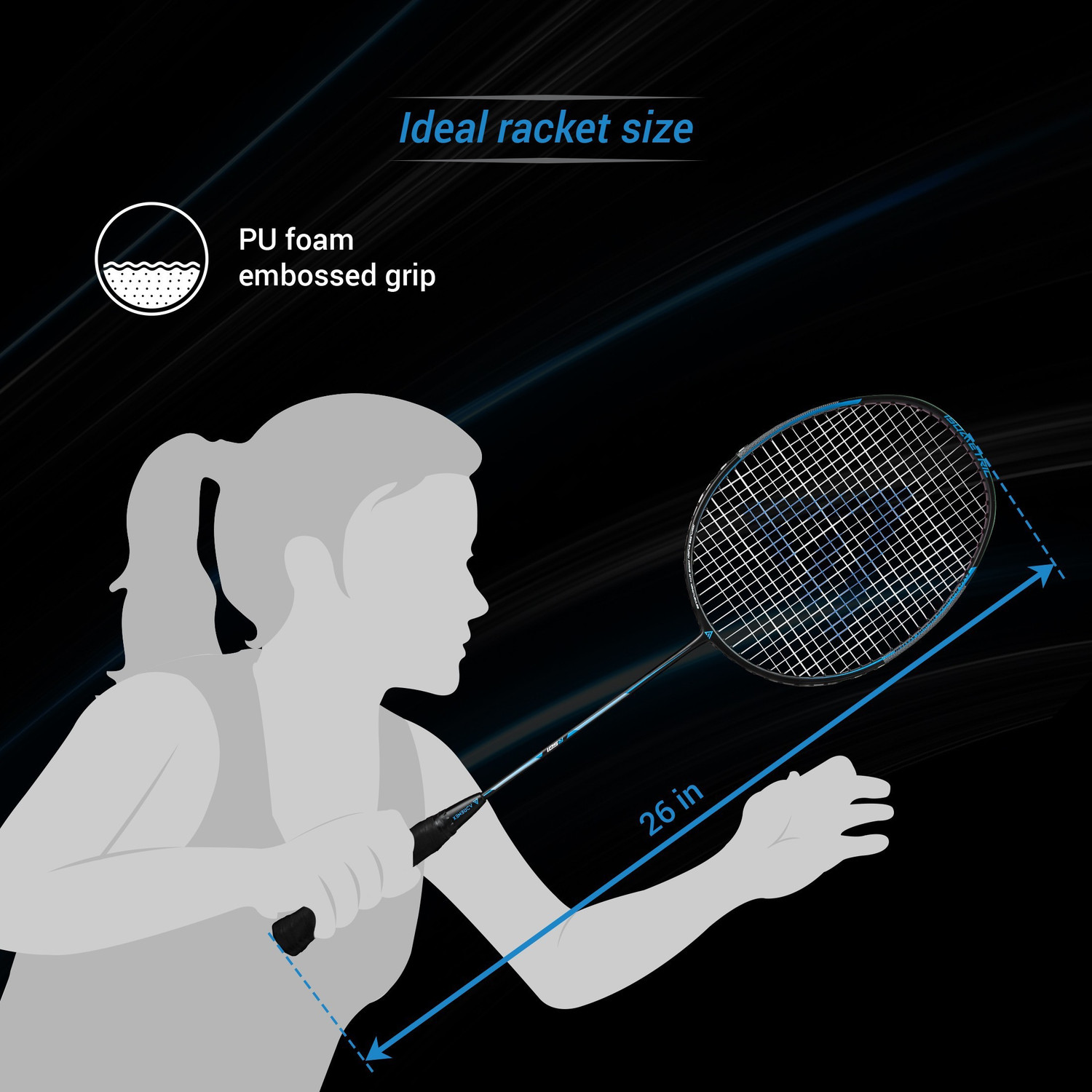 Image of Adrenex by Flipkart R501 Full Graphite Badminton Racquet Black, Blue Strung