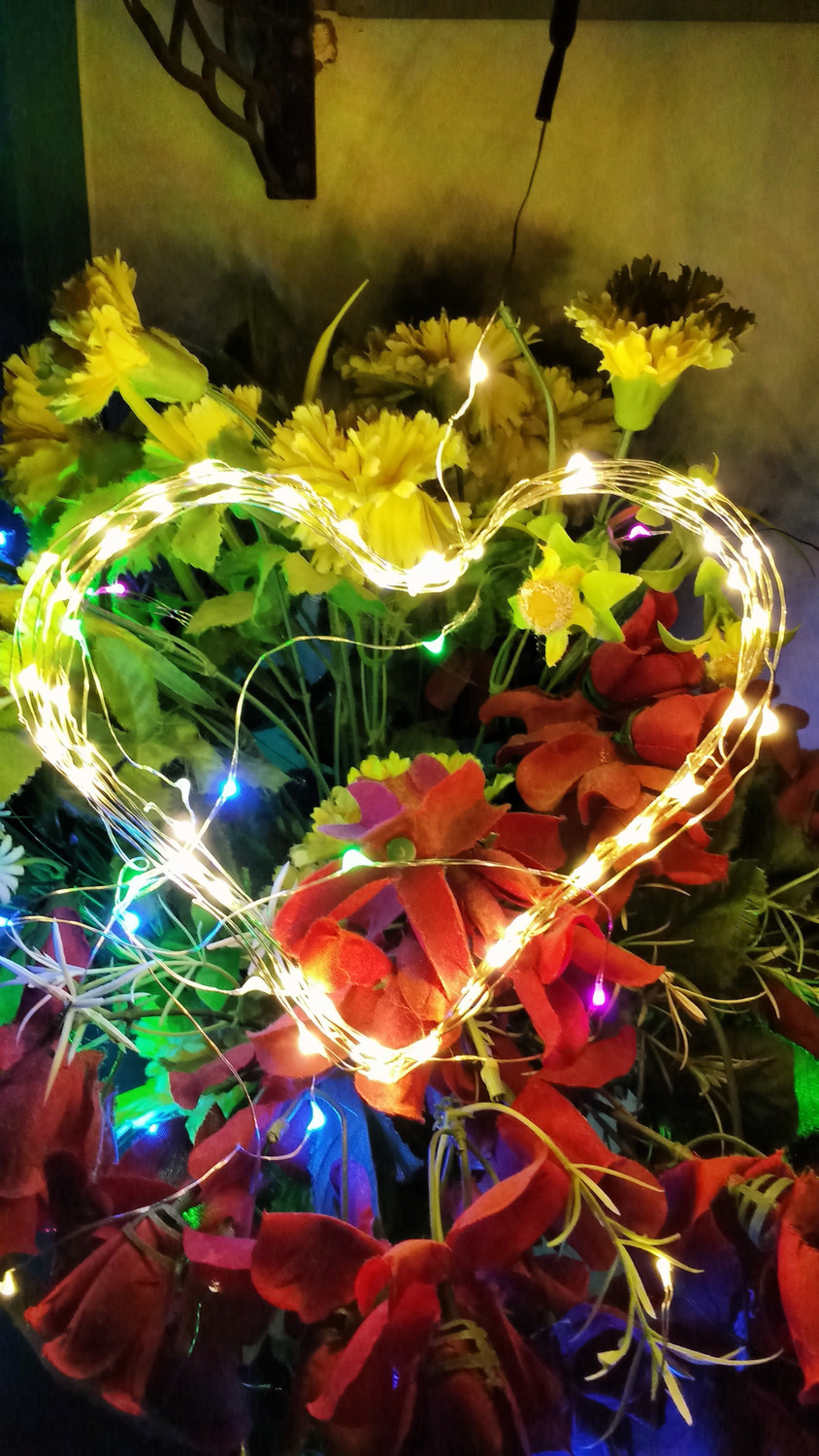 Image of Copper String LED light 5 MTR 50 LED USB Operated Decorative Lights 50 LEDs 5.3 m Yellow Steady Water Drop Rice Lights