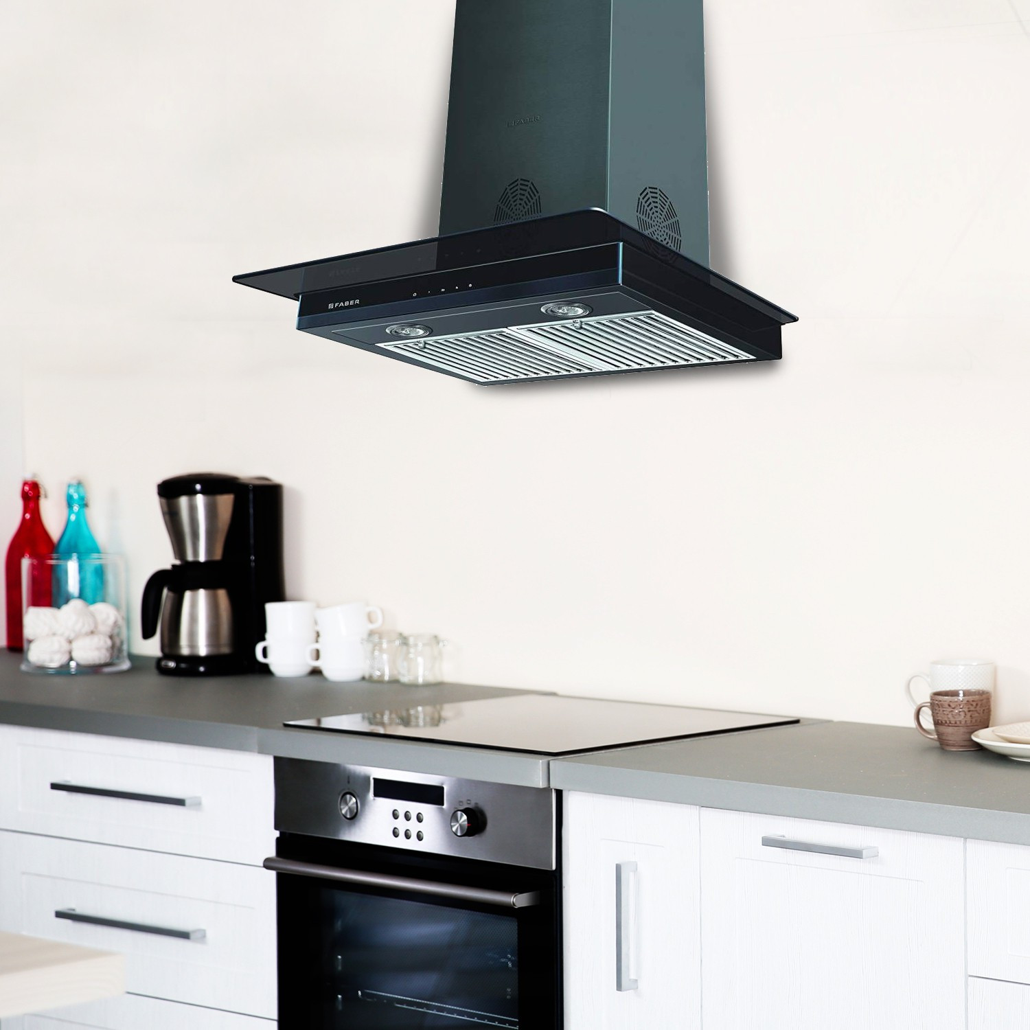 Image of FABER HOOD SUPER 3D PLUS T2S2 BK TC LTW 60 Wall Mounted Black 1150 CMH Chimney