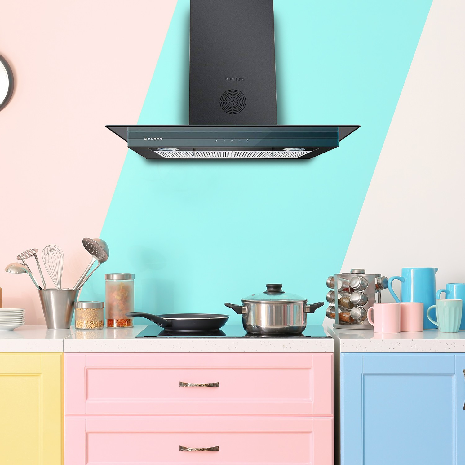 Image of FABER Hood Super 3D Plus T2S2 BK TC LTW 90 Wall Mounted Black 1150 CMH Chimney