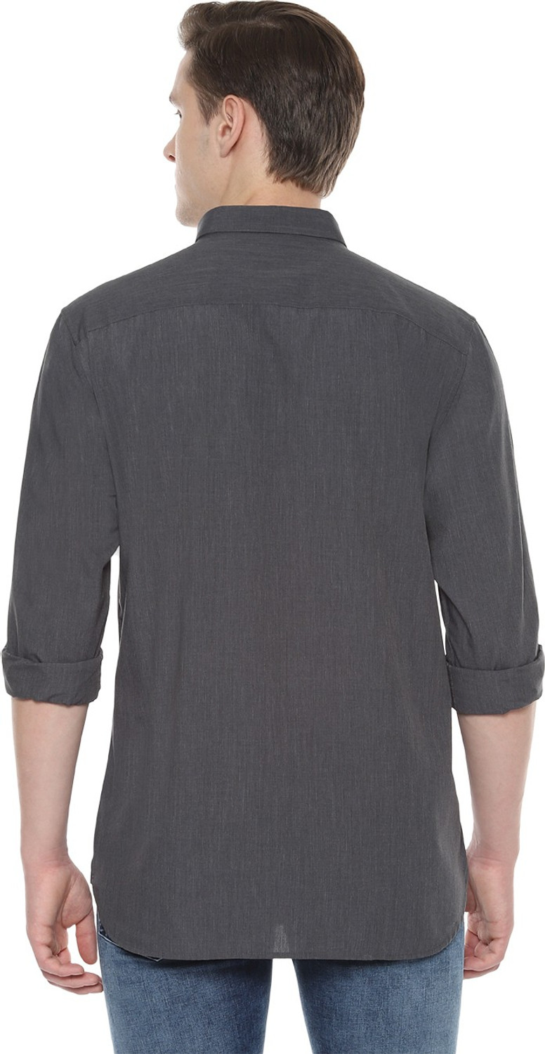 Image of Allen Solly Men Solid Casual Grey Shirt
