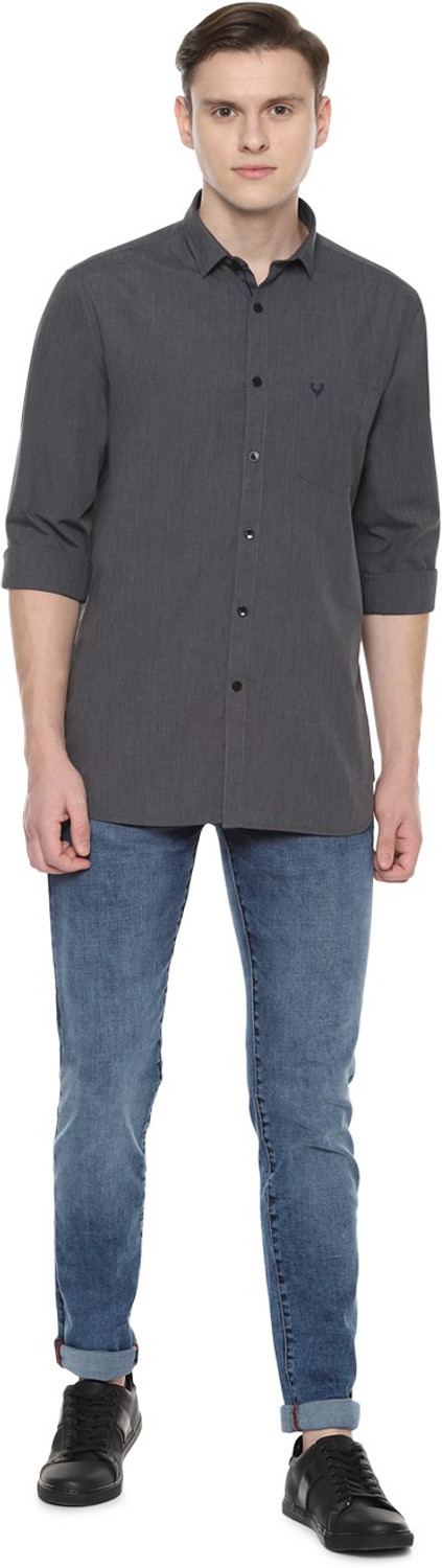 Image of Allen Solly Men Solid Casual Grey Shirt