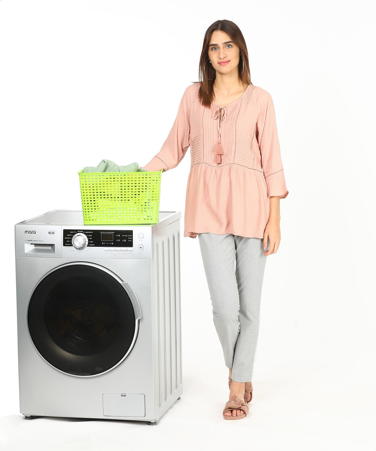 Image of MarQ by Flipkart 10.2 kg Garment Sterilization Fully Automatic Front Load Washing Machine with In-built Heater Silver