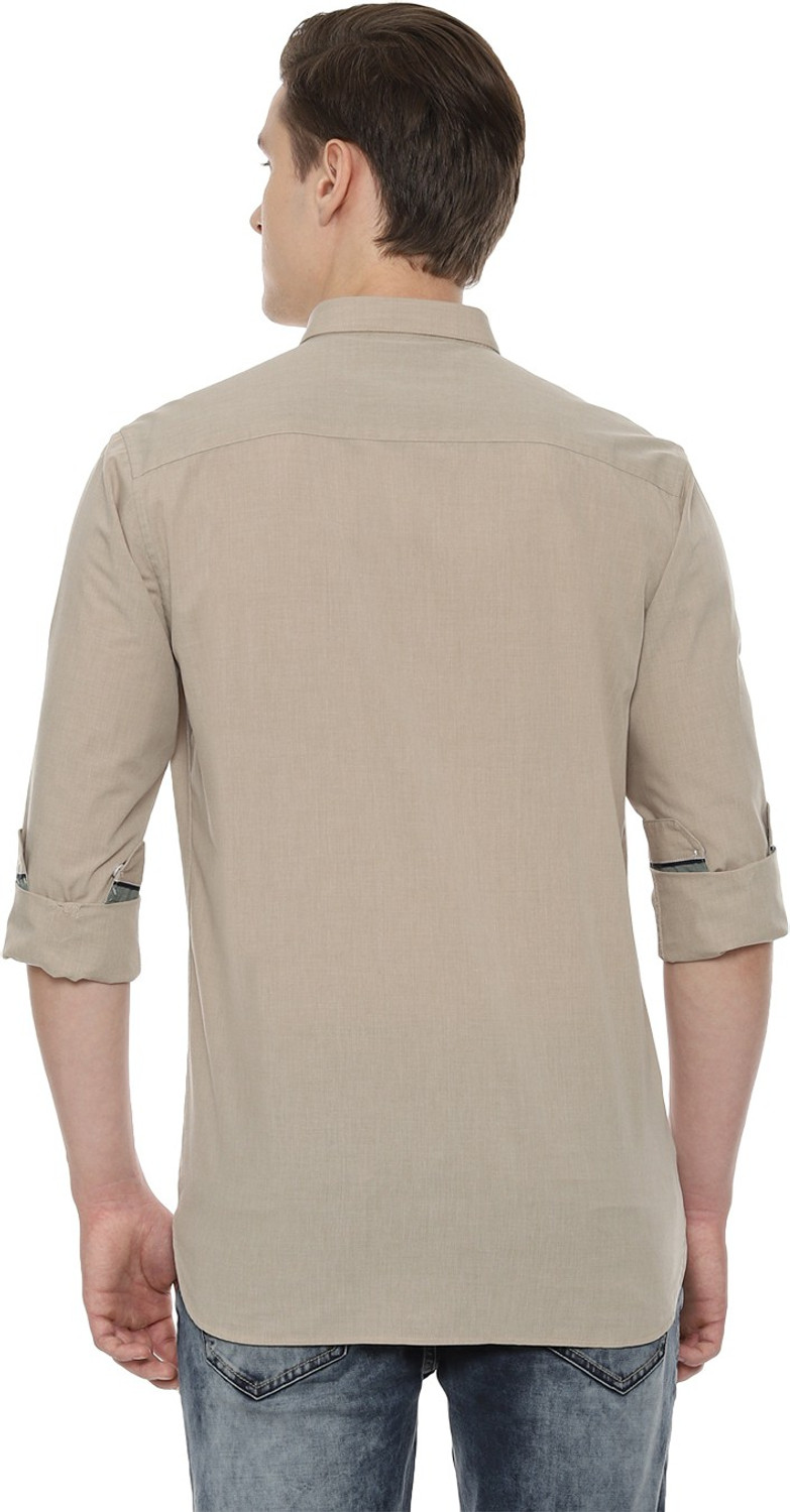 Image of Allen Solly Men Solid Casual Beige Shirt