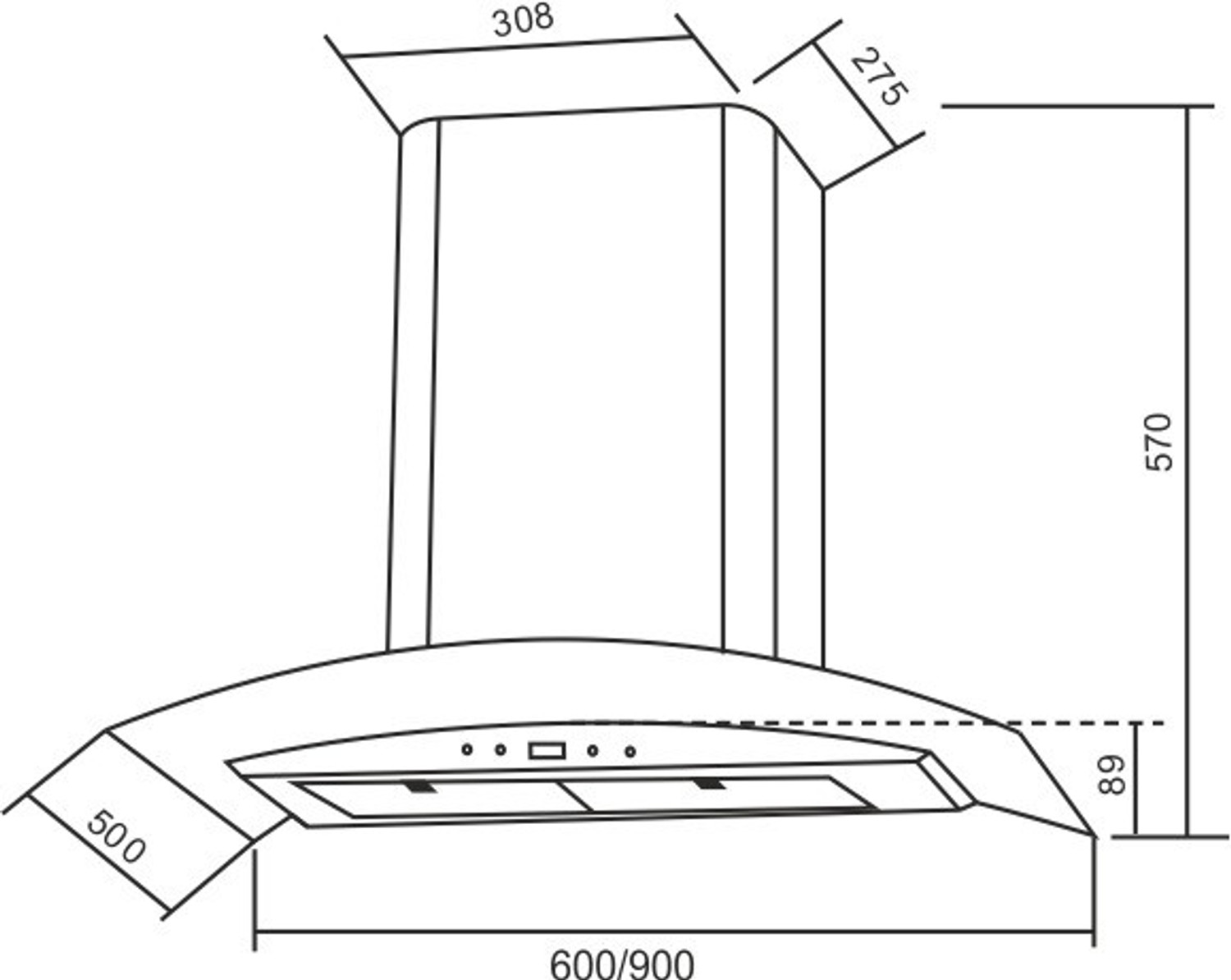 Image of Kaff OPEC DHC-90 CM (Auto-Clean) LIFE TIME WARRANTY Auto Clean Wall Mounted Black 1180 CMH Chimney