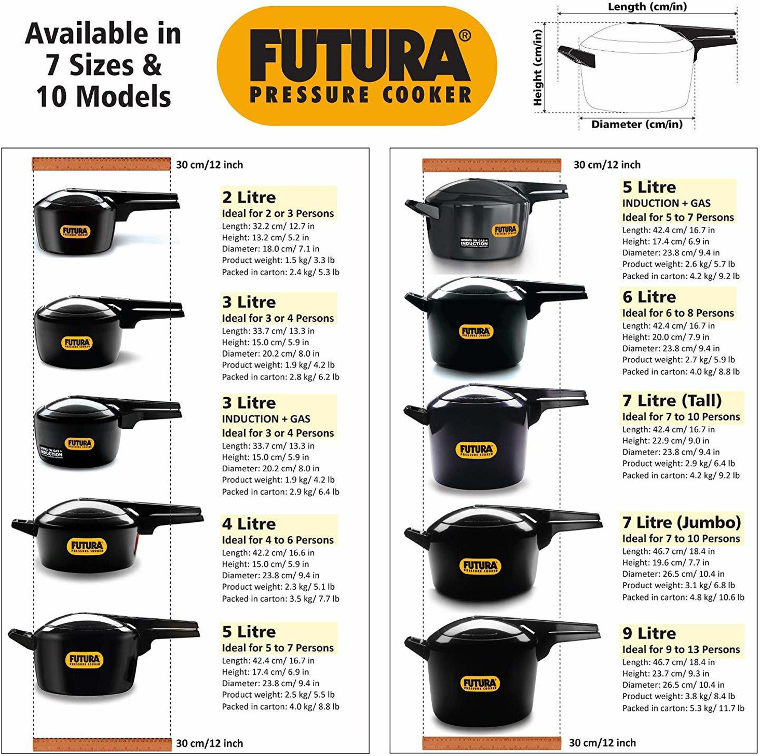 Image of Hawkins Futura (IFP50) 5 L Inner Lid Induction Bottom Pressure Cooker