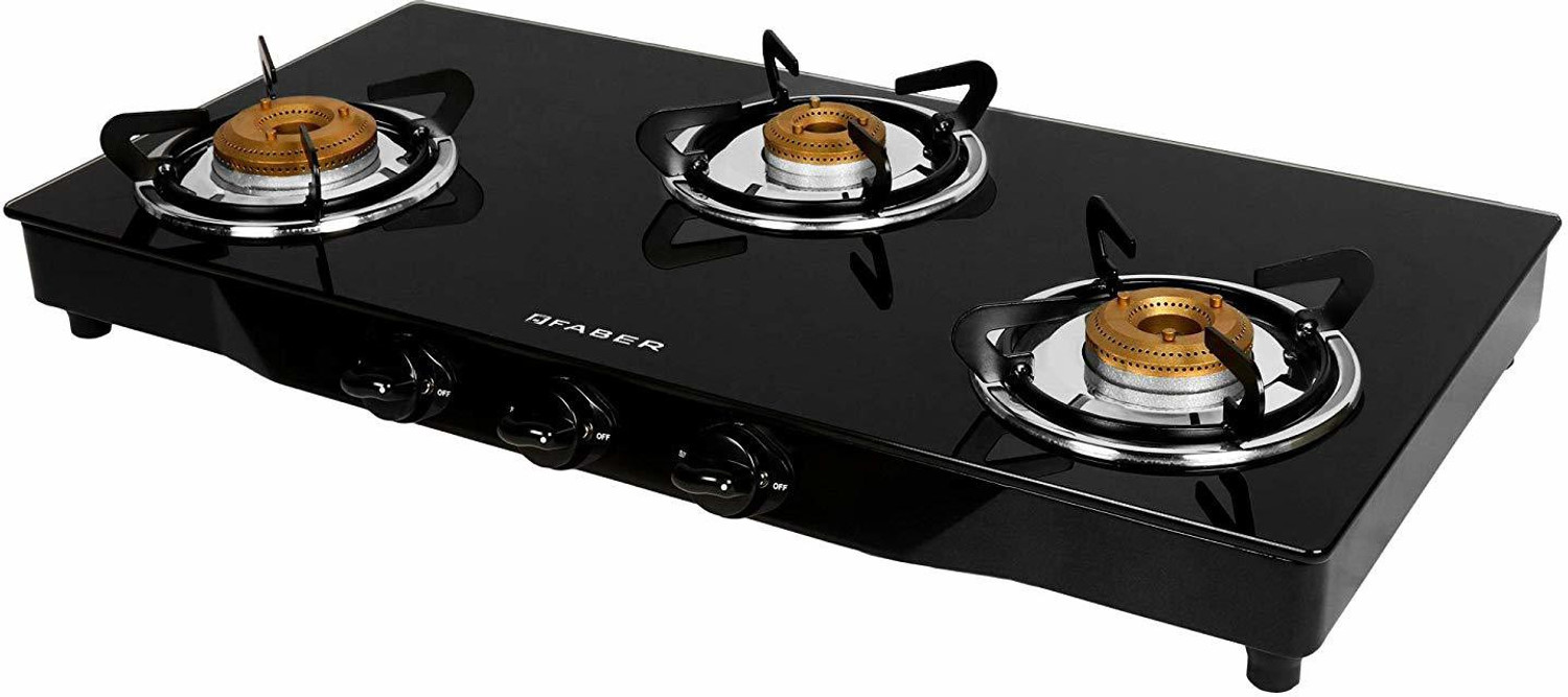 Image of FABER Jumbo 3BB BK Glass Manual Gas Stove