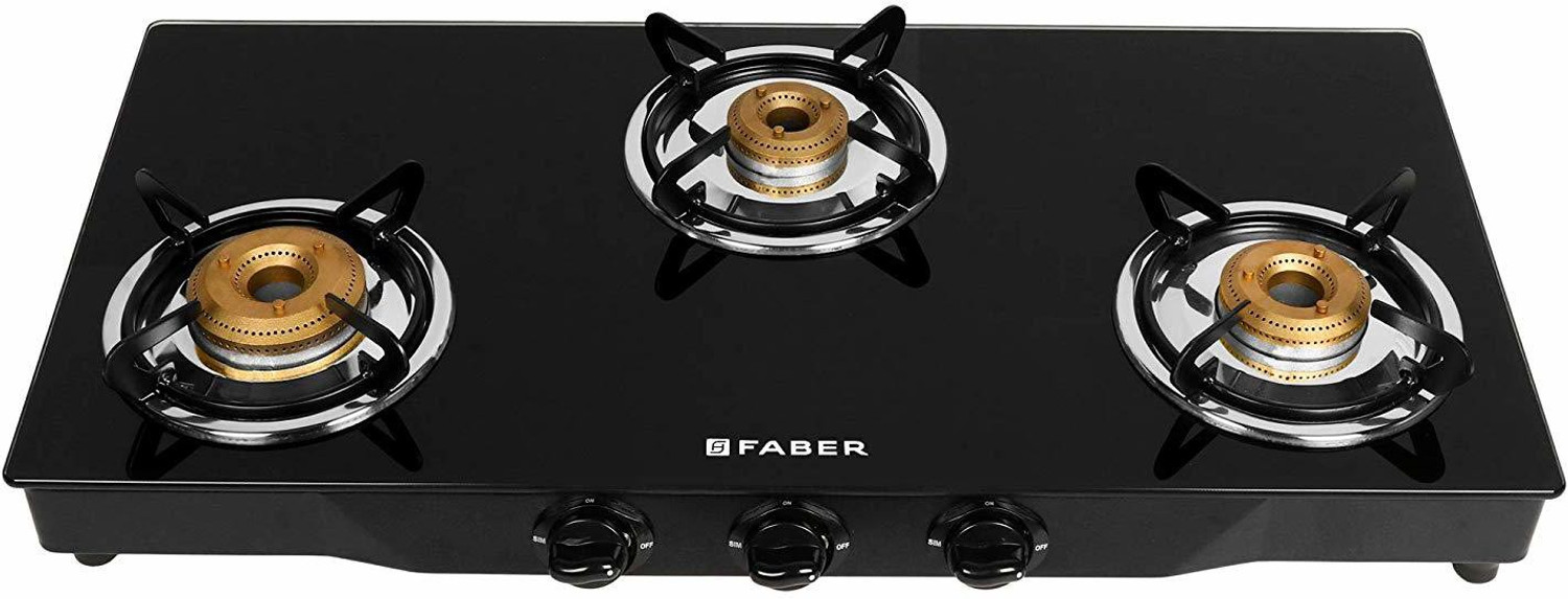 Image of FABER Jumbo 3BB BK Glass Manual Gas Stove