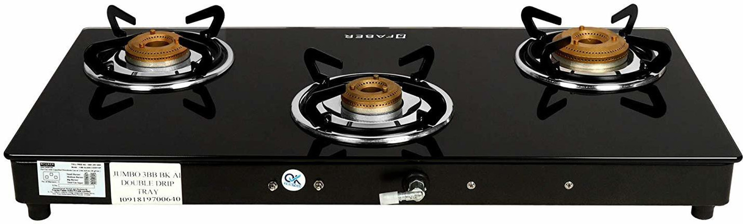 Image of FABER Jumbo 3BB BK Glass Manual Gas Stove