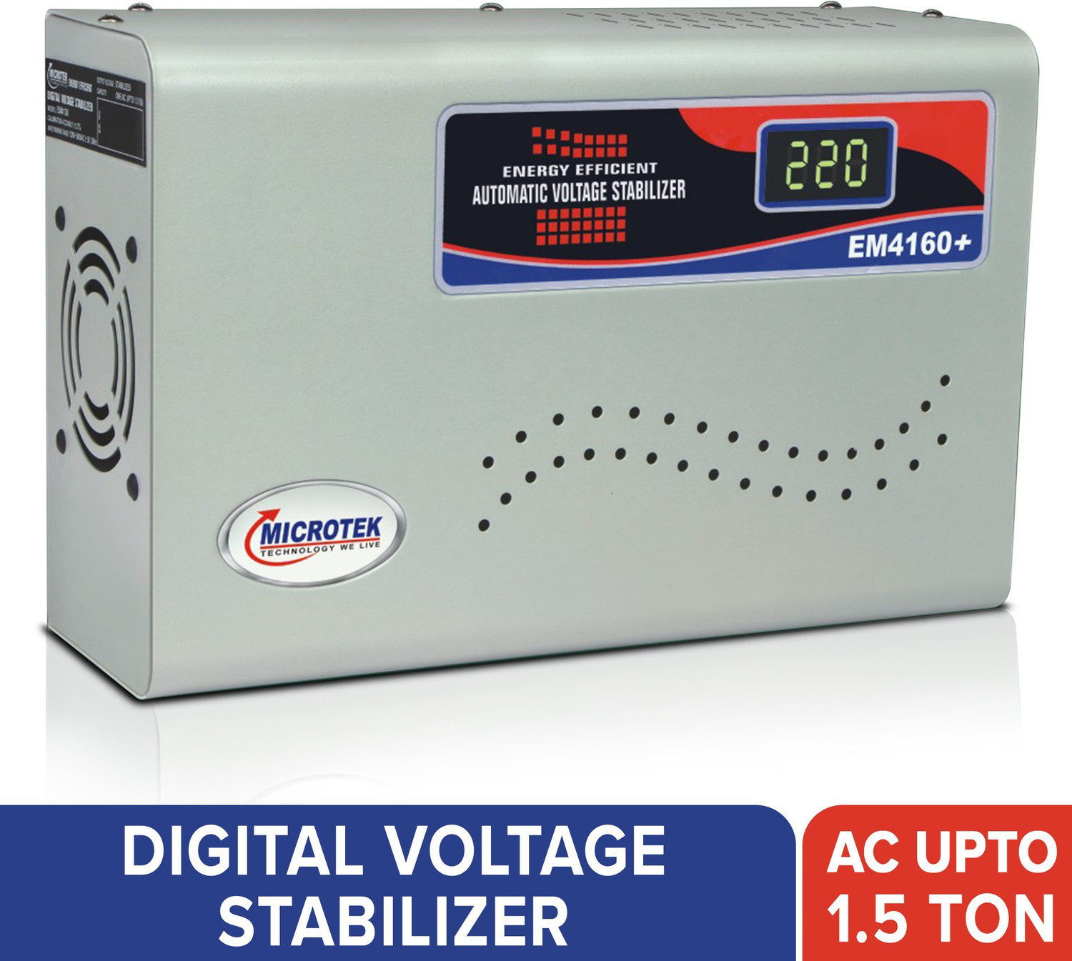 Image of Microtek EM4160+ Digital Display For AC upto 1.5Ton (160V-285V) Voltage Stabilizer