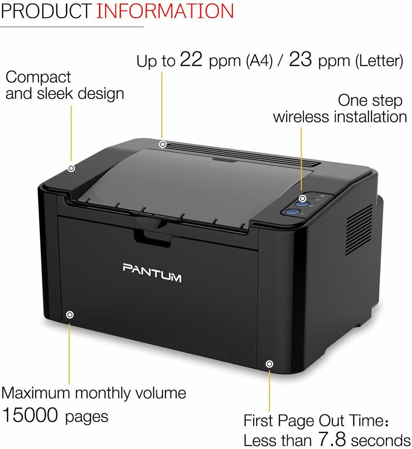 Image of PANTUM P25500 SERIES 2518 Single Function Monochrome Laser Printer (Black, Toner Cartridge)