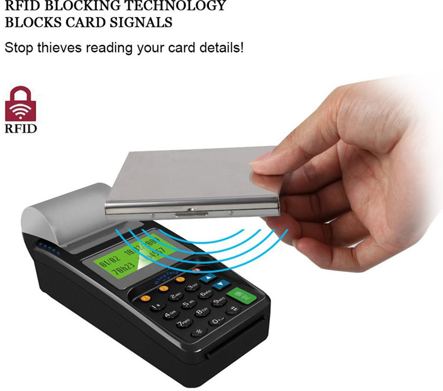 Image of StealODeal RFID Protected Slim Stainless Steel Debit /Credit /ATM Slots 6 Card Holder