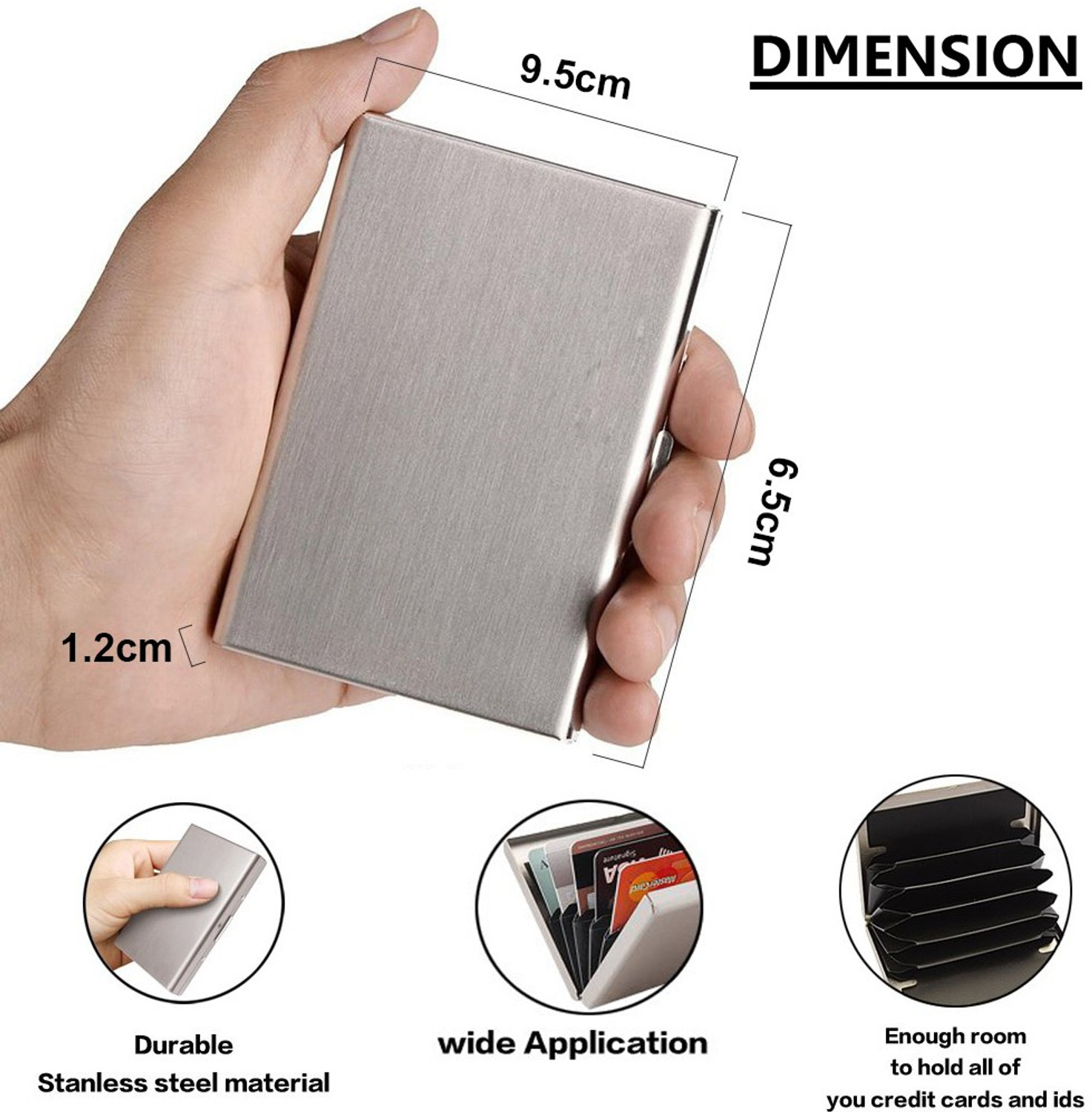 Image of StealODeal RFID Protected Slim Stainless Steel Debit /Credit /ATM Slots 6 Card Holder