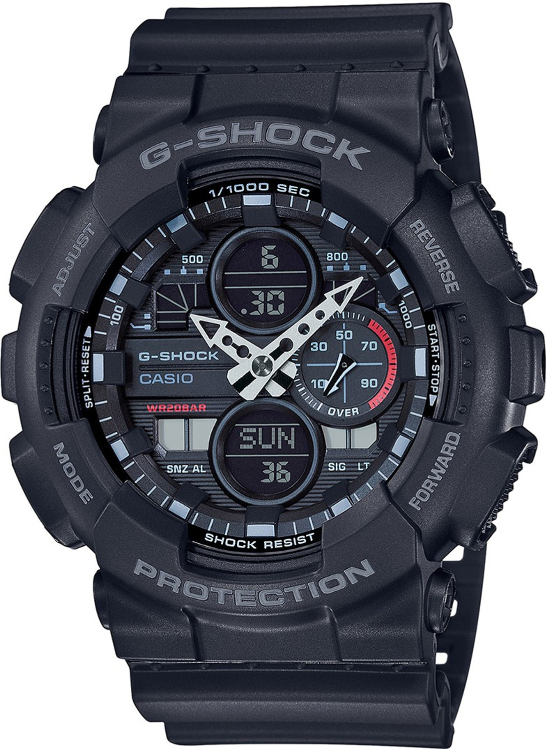 Image of CASIO GA-140-1A1DR G-SHOCK GA-140-1A1DR Black Dial Resin Strap Analog-Digital Watch - For Men