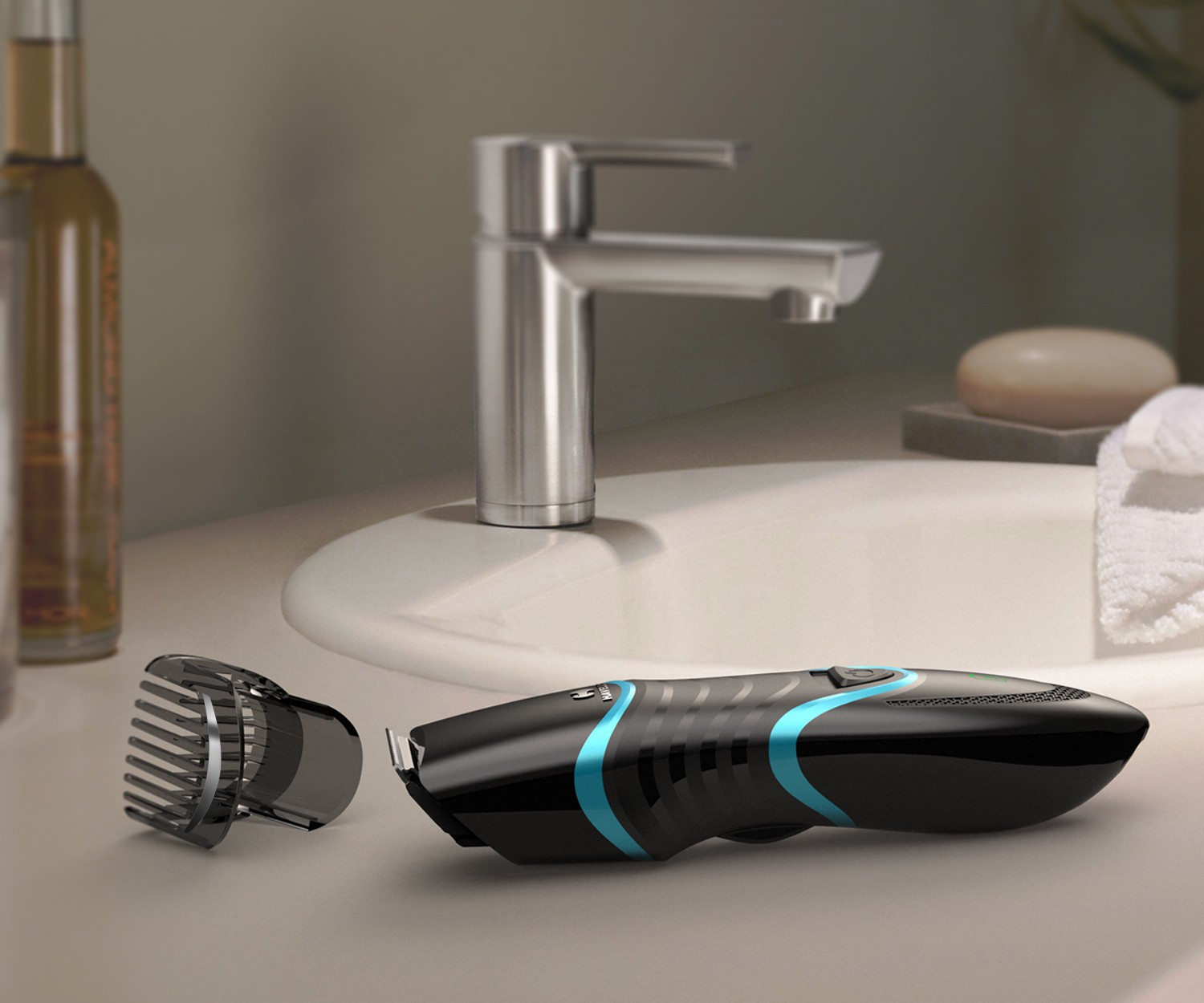 Image of HAVELLS BT9005 Trimmer 50 min Runtime 20 Length Settings (Black, Blue)