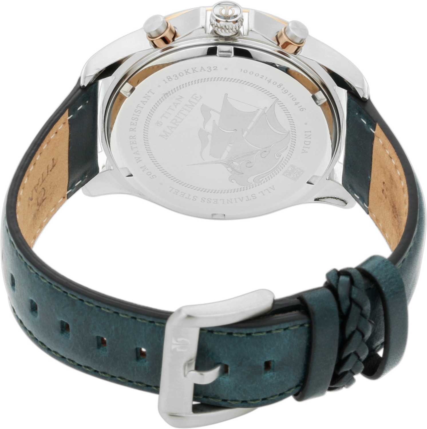 Image of Titan Maritime Titan Maritime Chronograph White Dial Green LeatherStrap Analog Watch - For Men